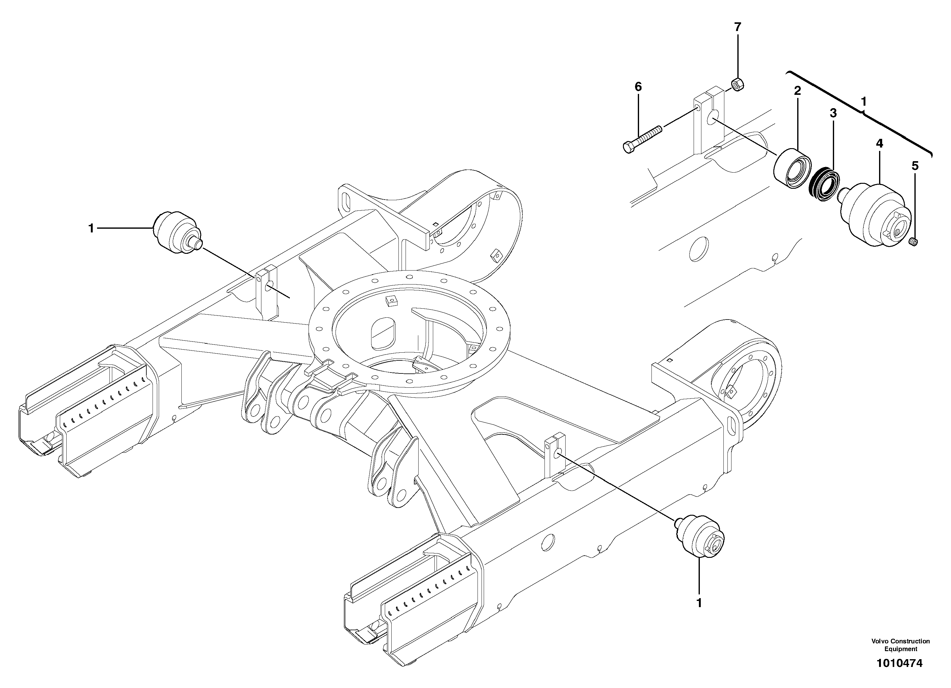 Схема запчастей Volvo EC25 TYPE 281 - 27862 Upper roller ( steel and rubber tracks ) 