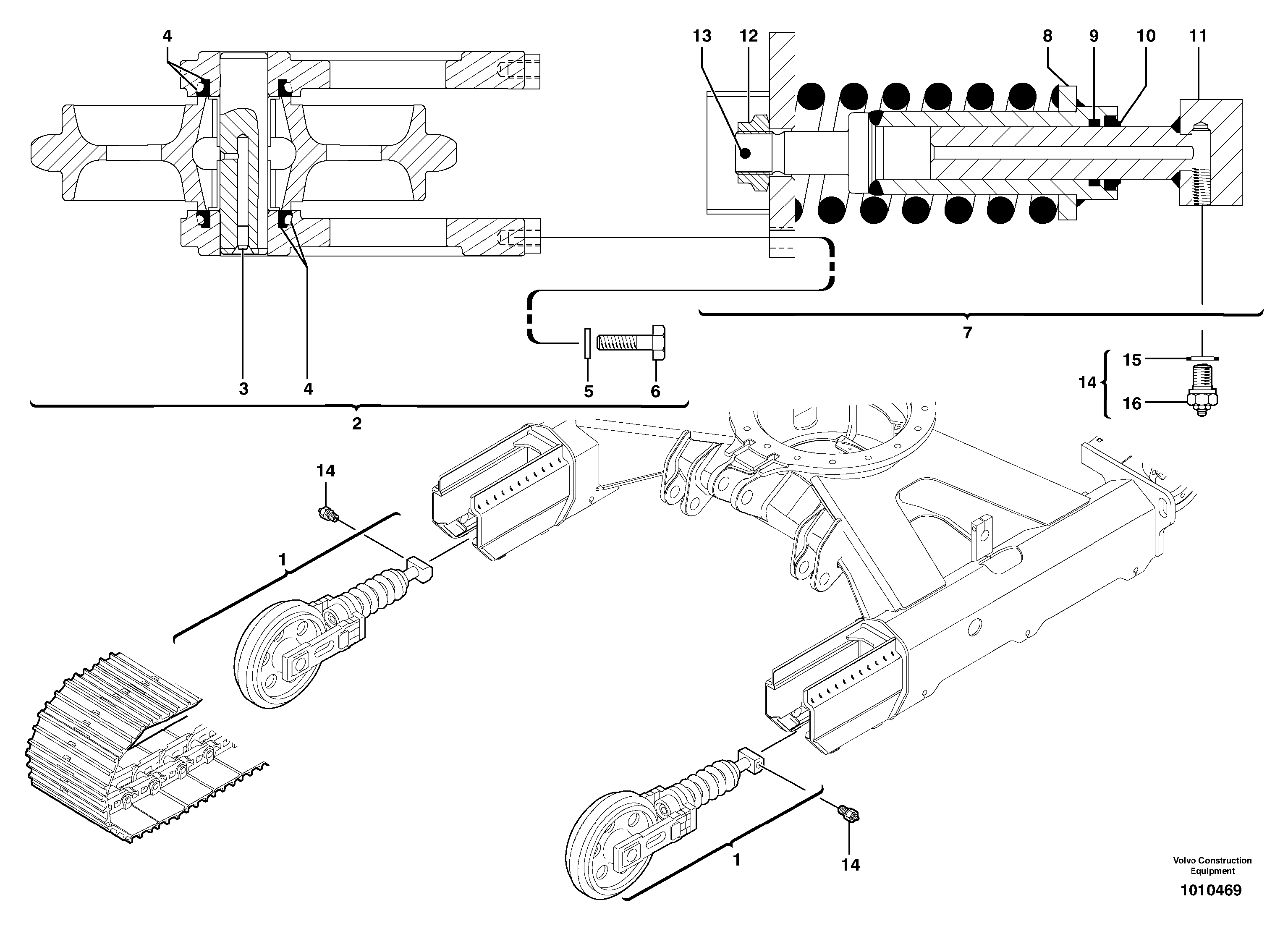 Схема запчастей Volvo EC25 TYPE 281 - 29657 Track tensioning ( steel tracks ) 