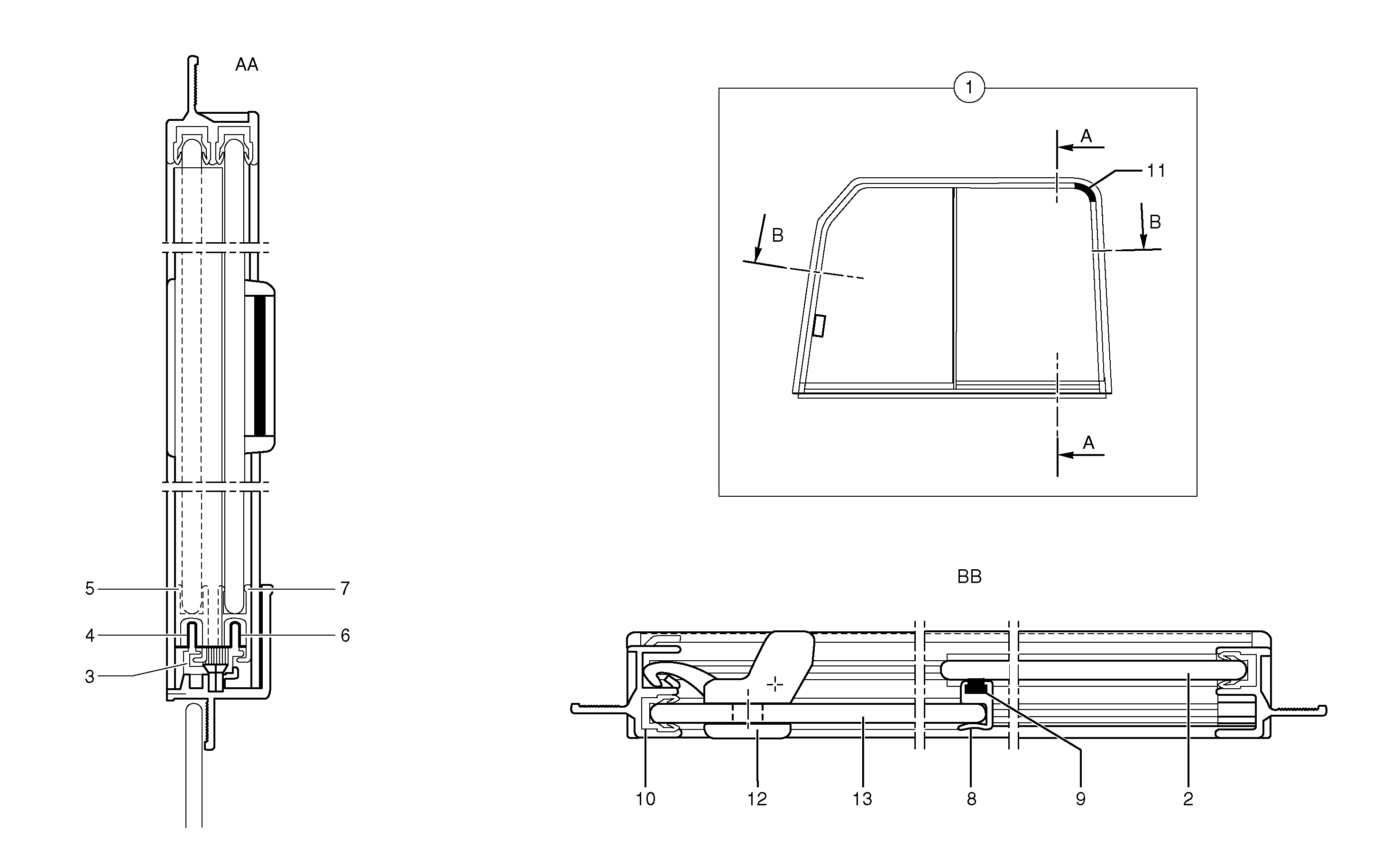 Схема запчастей Volvo EC25 TYPE 281 - 52489 Cab : sliding window ( right ) 