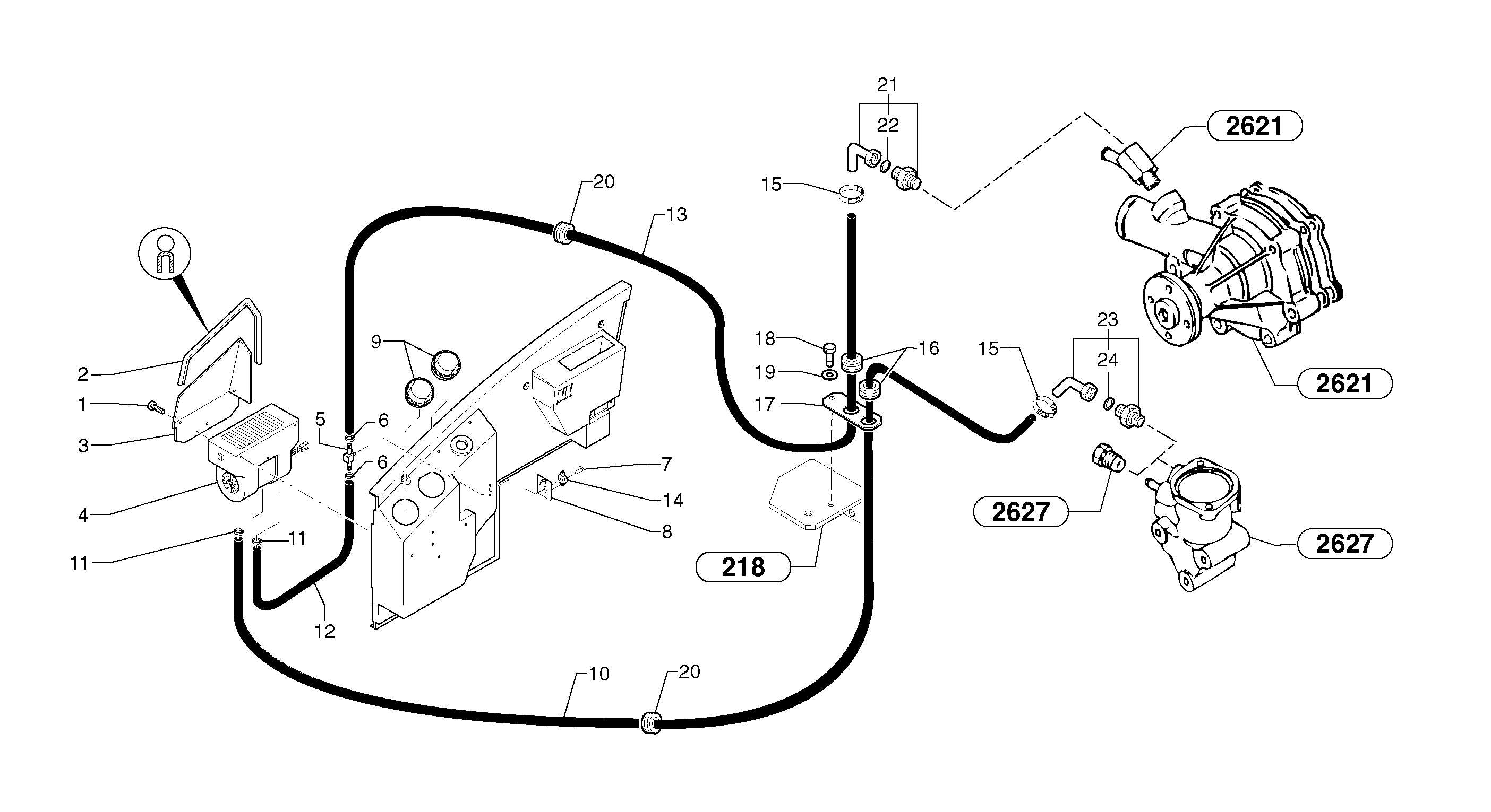 Схема запчастей Volvo EC25 TYPE 281 - 31362 Cab heating installation 