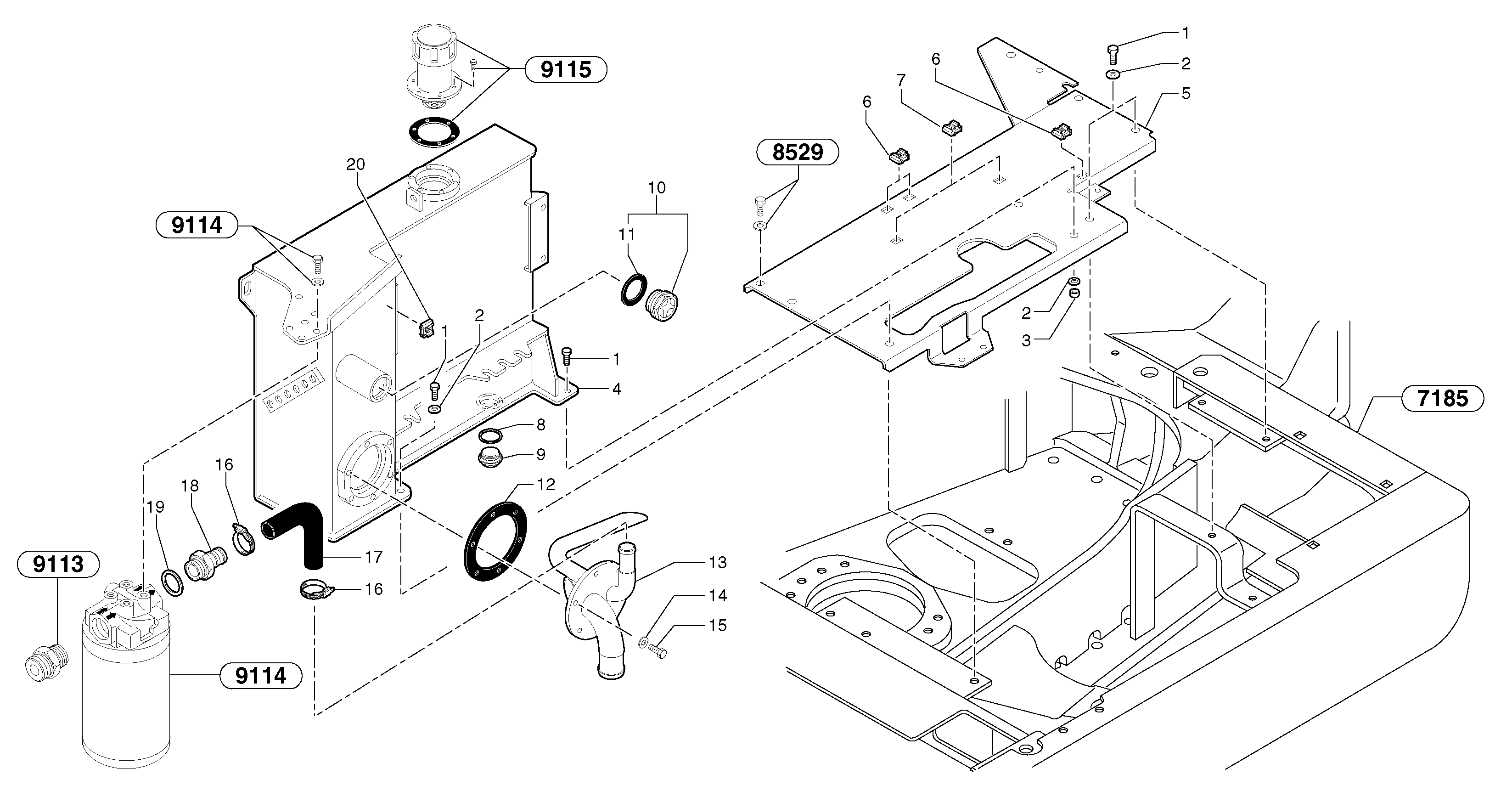 Схема запчастей Volvo EC25 TYPE 281 - 104155 Гидробак 