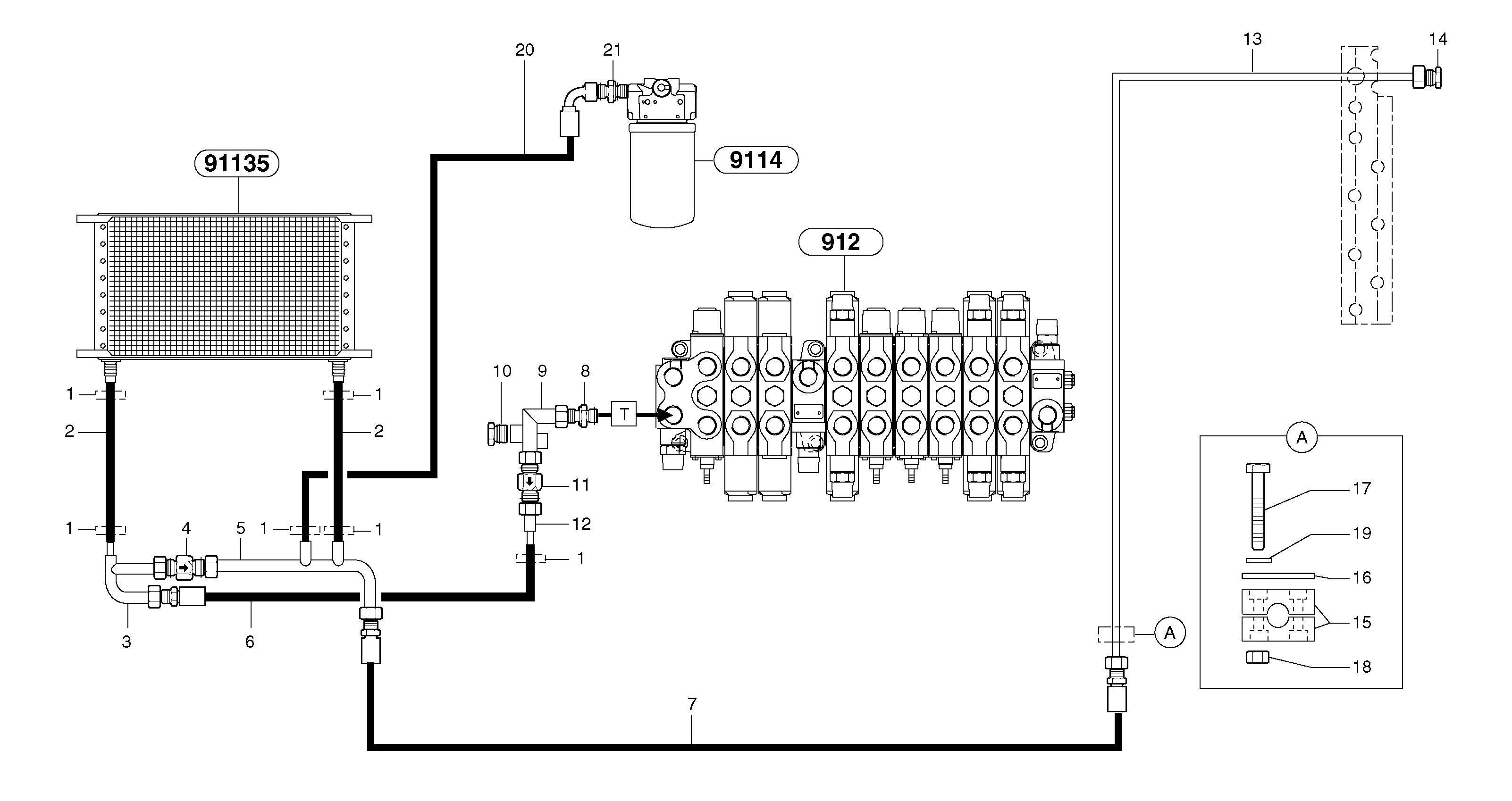 Схема запчастей Volvo EC25 TYPE 281 - 47947 Hydr. circuit. ( Oil cooler ) 