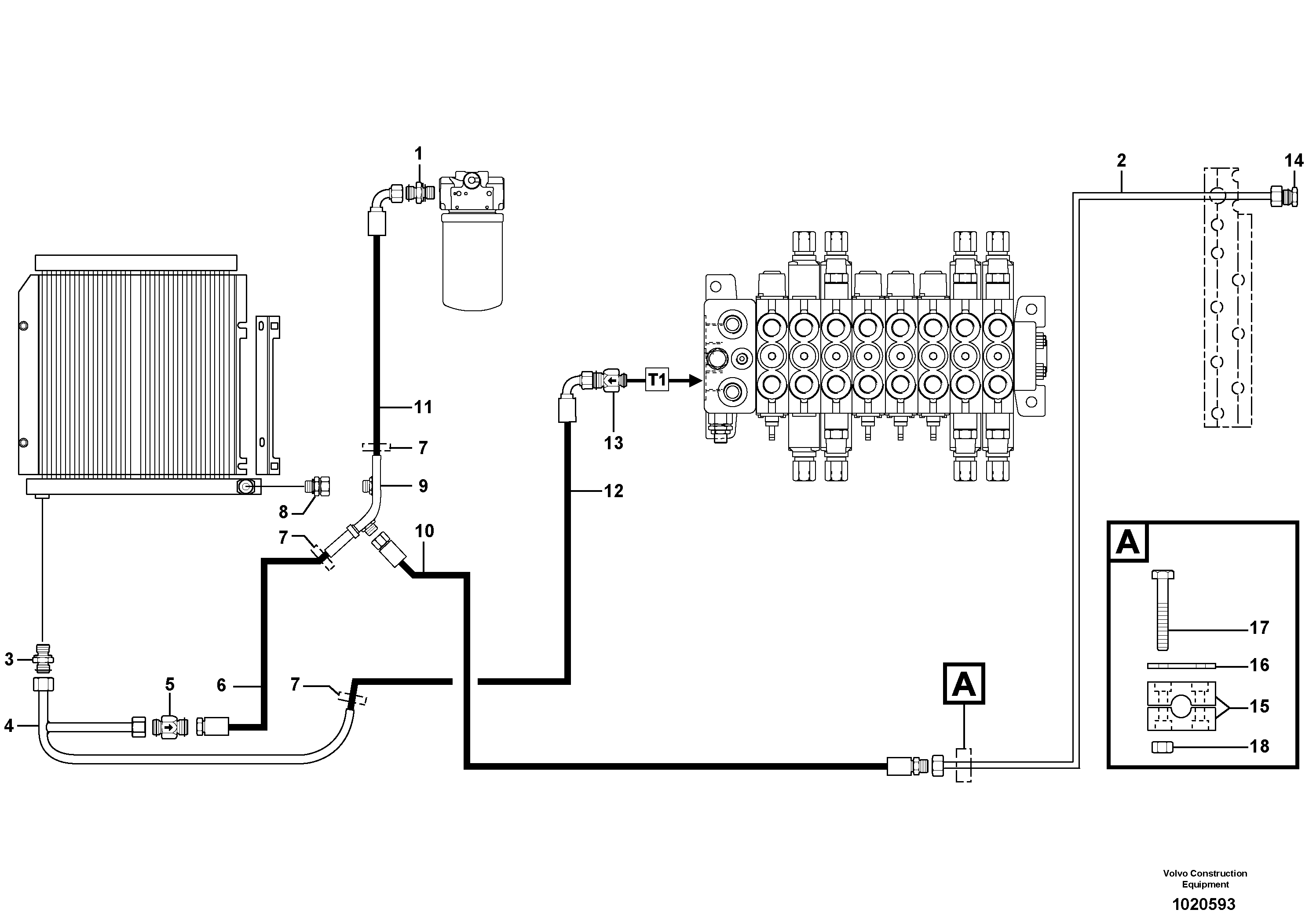 Схема запчастей Volvo EC25 TYPE 281 - 97037 Hydr. circuit. ( Oil cooler ) 