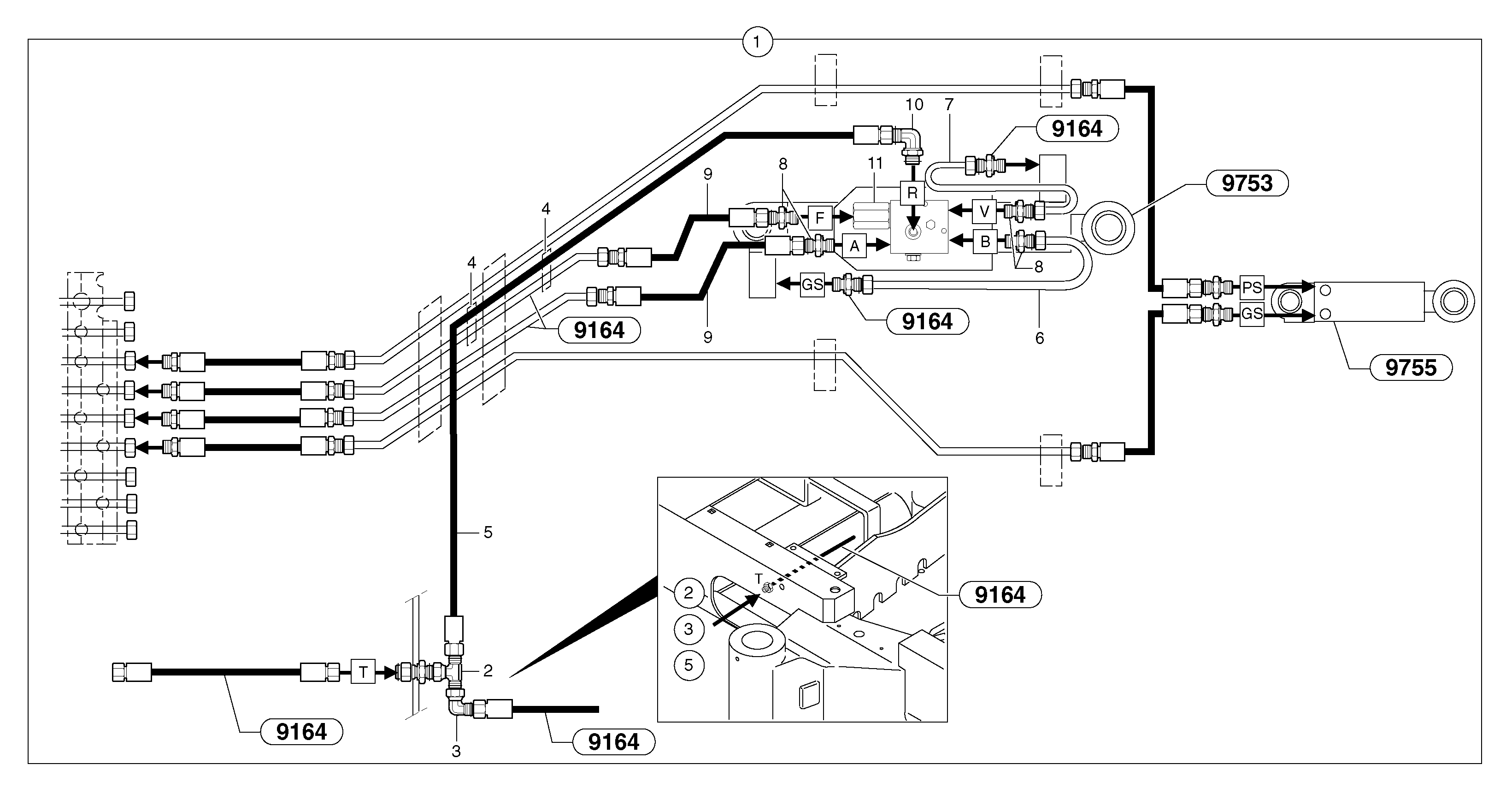 Схема запчастей Volvo EC25 TYPE 281 - 104712 Hydraulic circuit ( safety valve / dipper arm ) 