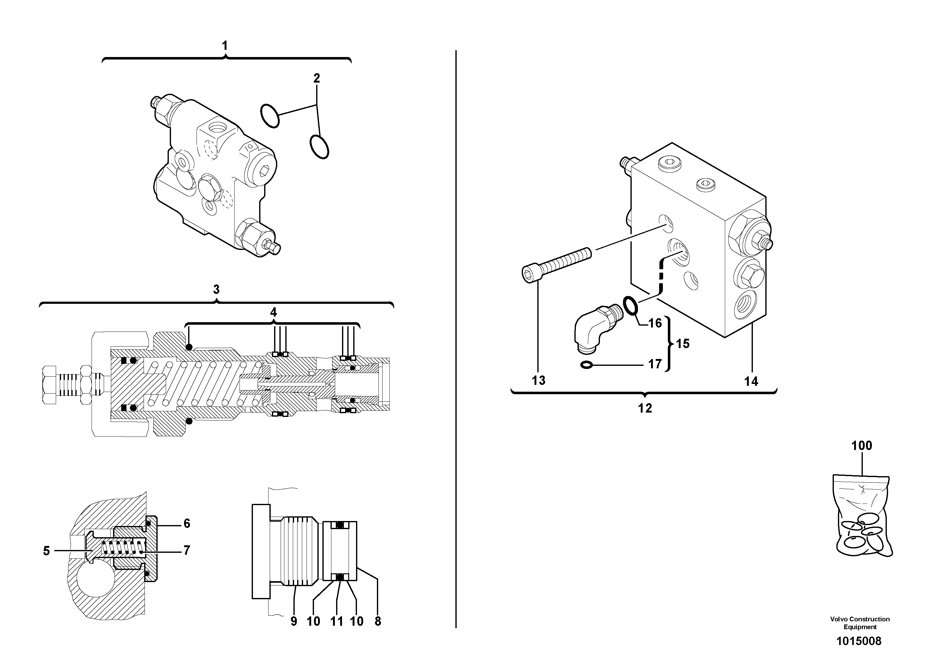 Схема запчастей Volvo EC25 TYPE 281 - 28088 Balancing valve ( slewing ) 