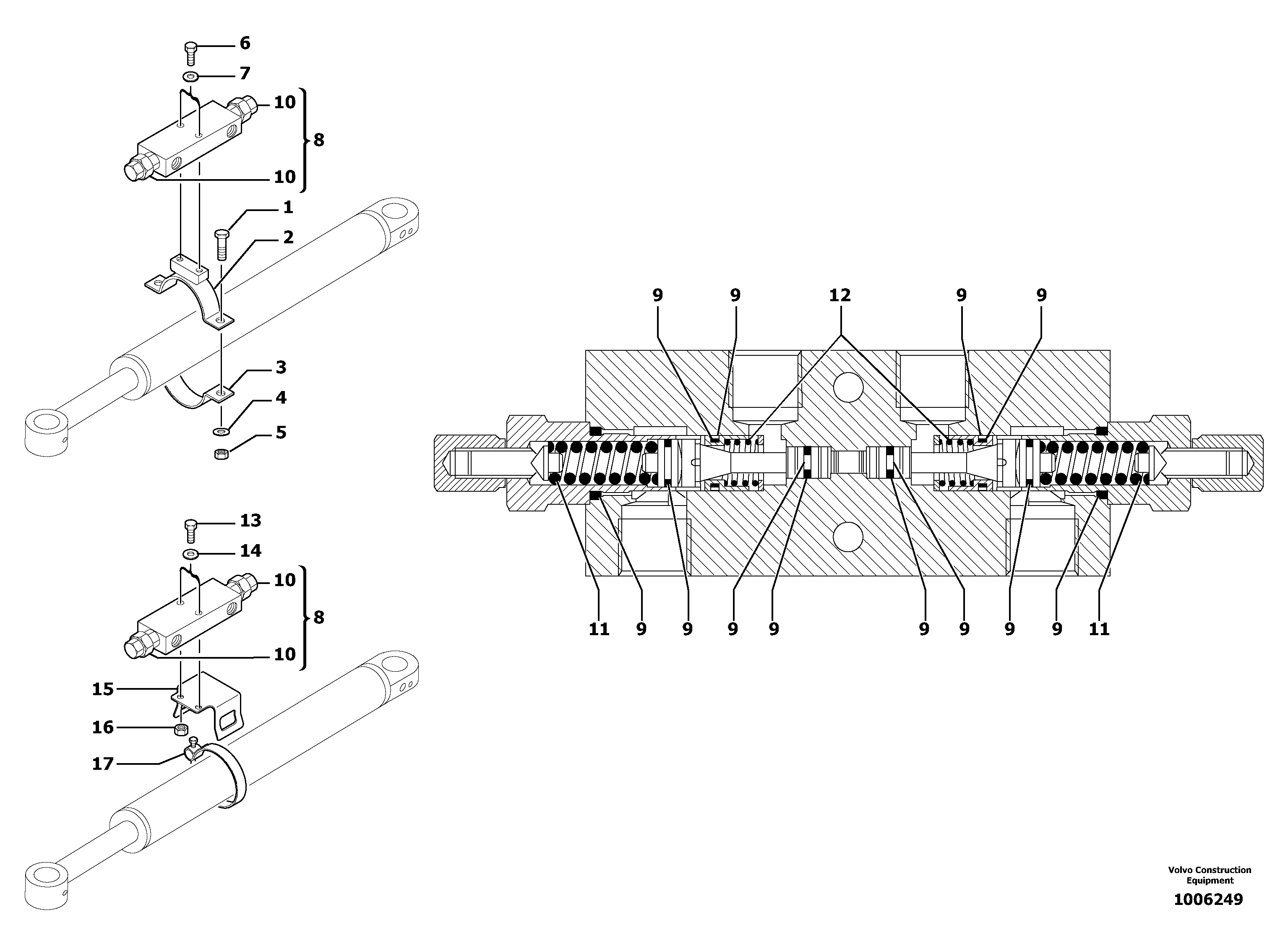 Схема запчастей Volvo EC25 TYPE 281 - 31551 Balancing valve ( offset cylinder ) 