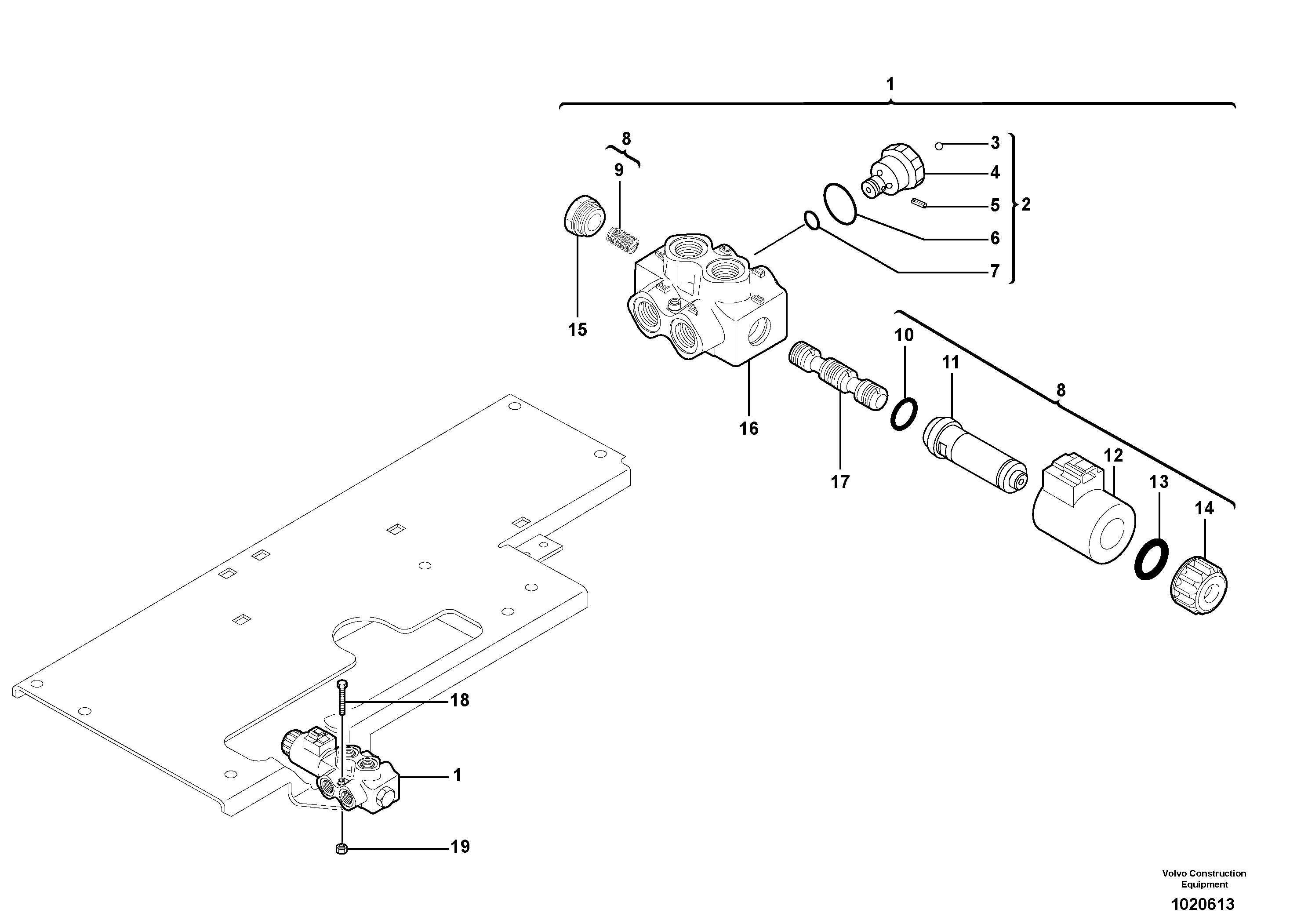 Схема запчастей Volvo EC25 TYPE 281 - 37493 Slewing-offset selector switch 