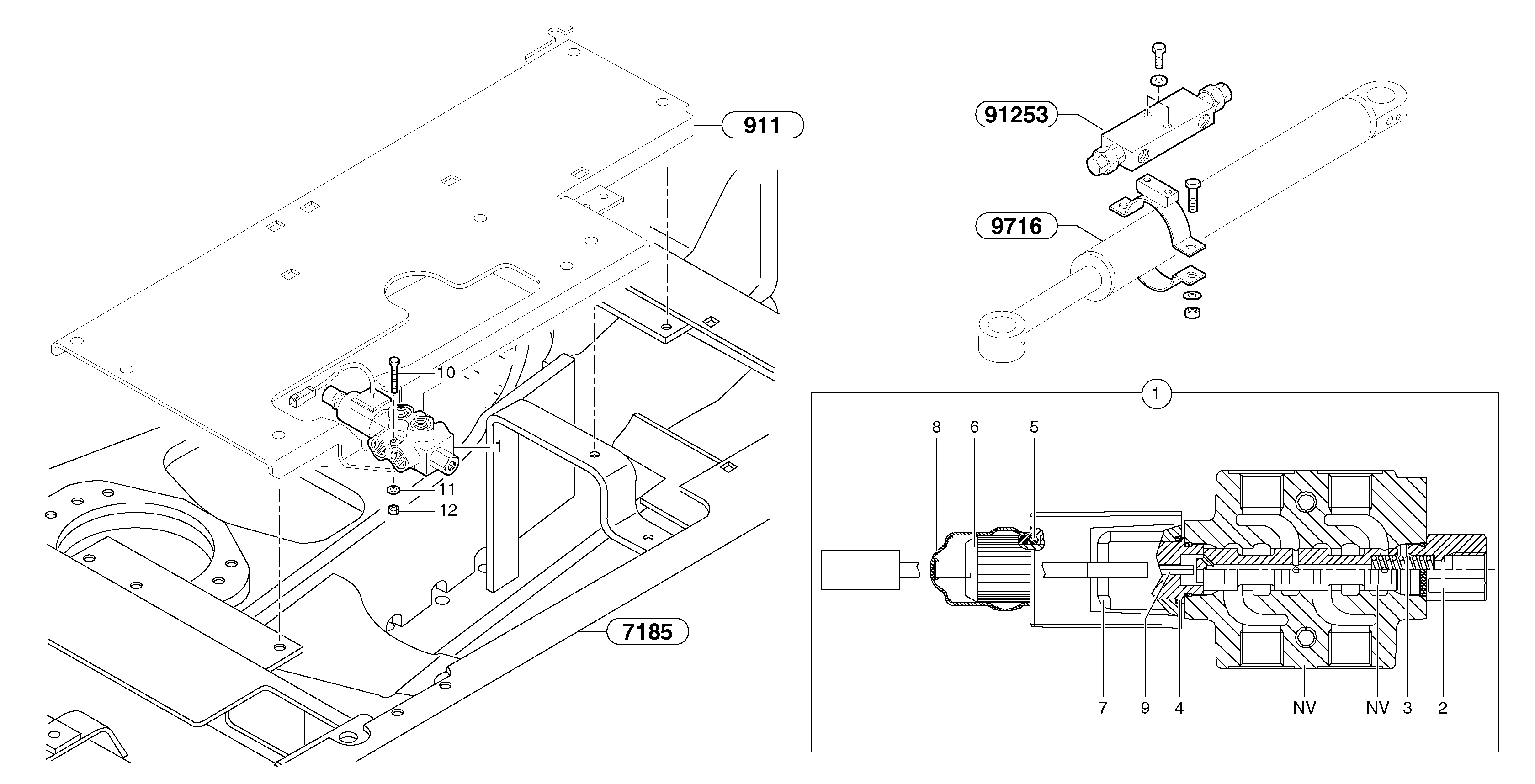 Схема запчастей Volvo EC25 TYPE 281 - 47952 Slewing-offset selector switch ( for valve ) 