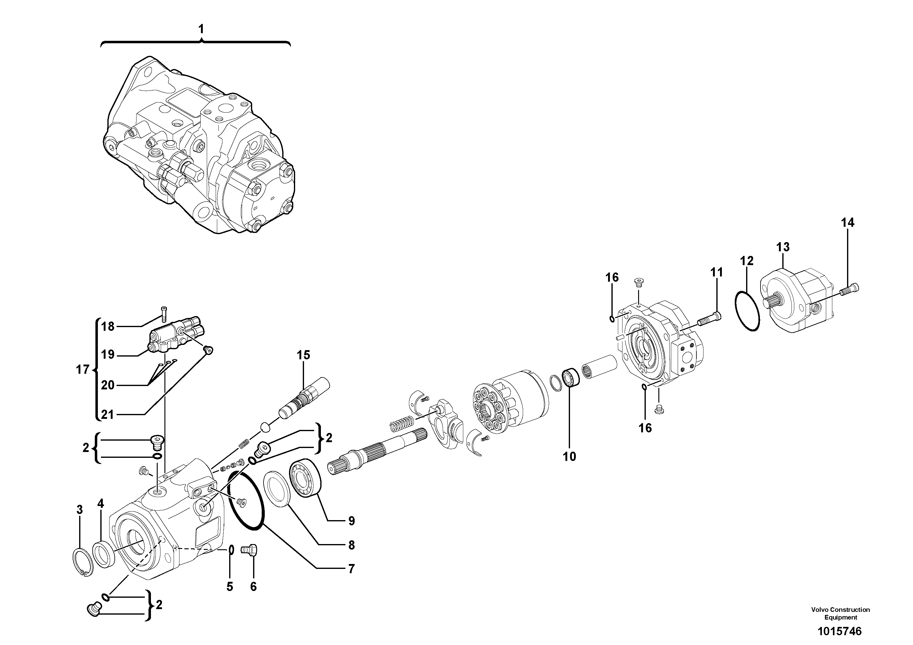 Схема запчастей Volvo EC25 TYPE 281 - 106747 Гидронасос (основной насос) 