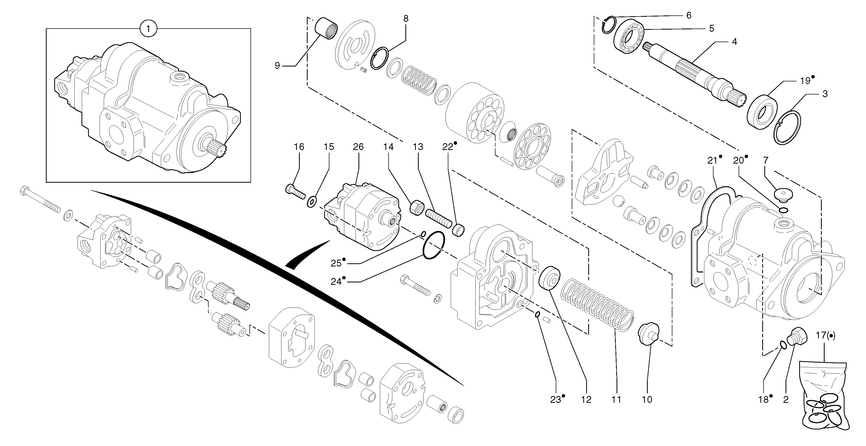 Схема запчастей Volvo EC25 TYPE 281 - 369 Гидронасос (основной насос) 