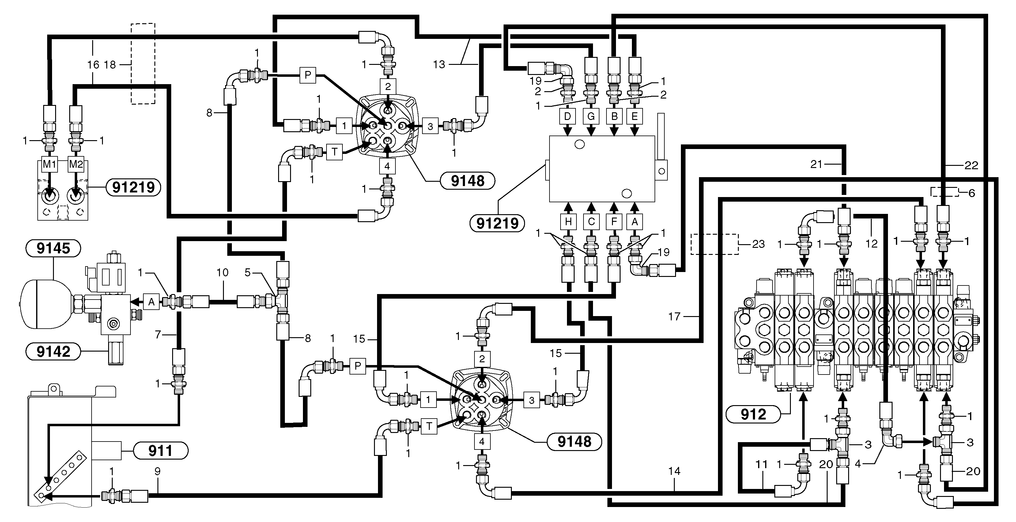 Схема запчастей Volvo EC25 TYPE 281 - 102755 Hydr. circuit ( controls attachment ) 