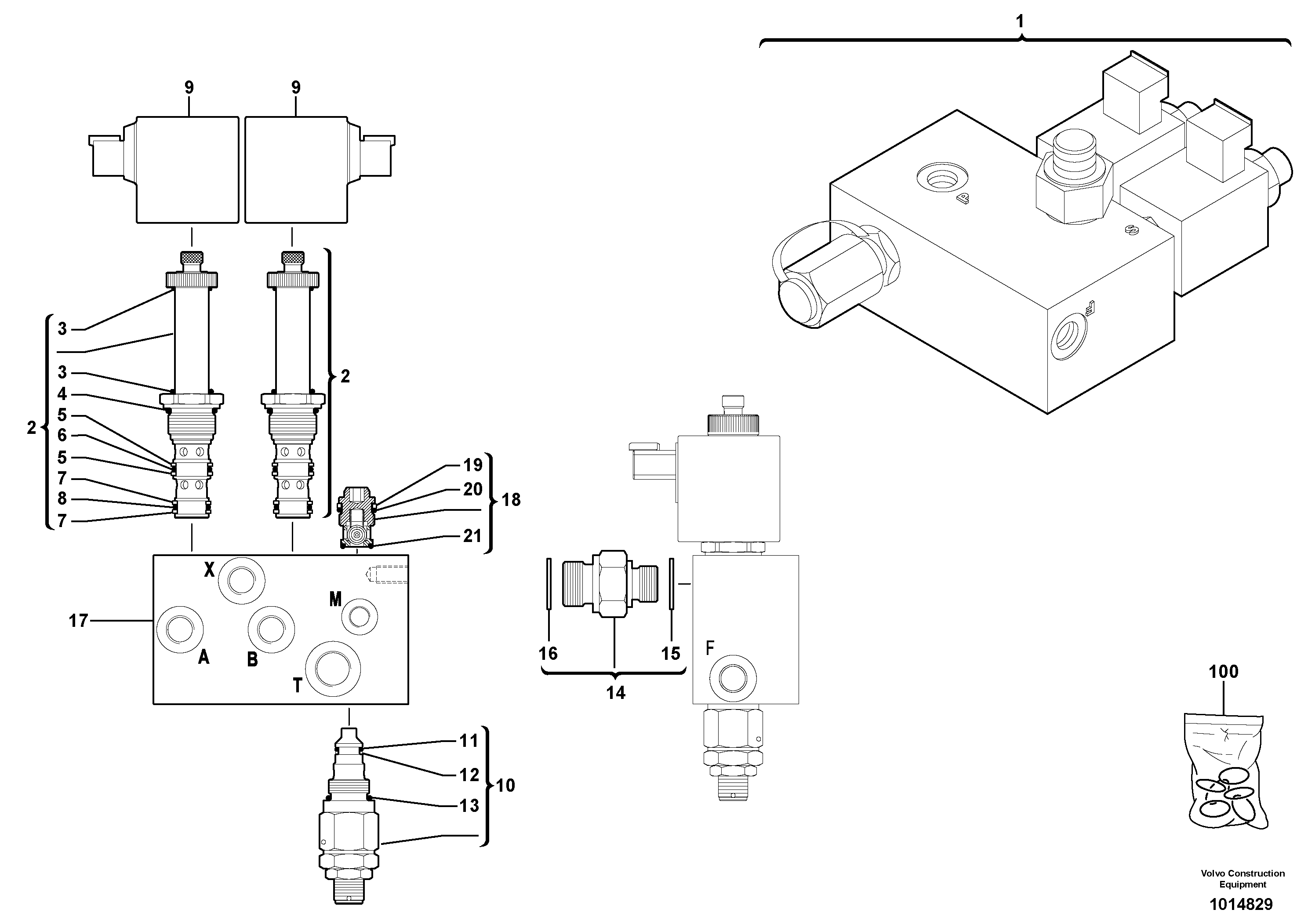 Схема запчастей Volvo EC25 TYPE 281 - 694 Electrovalve 