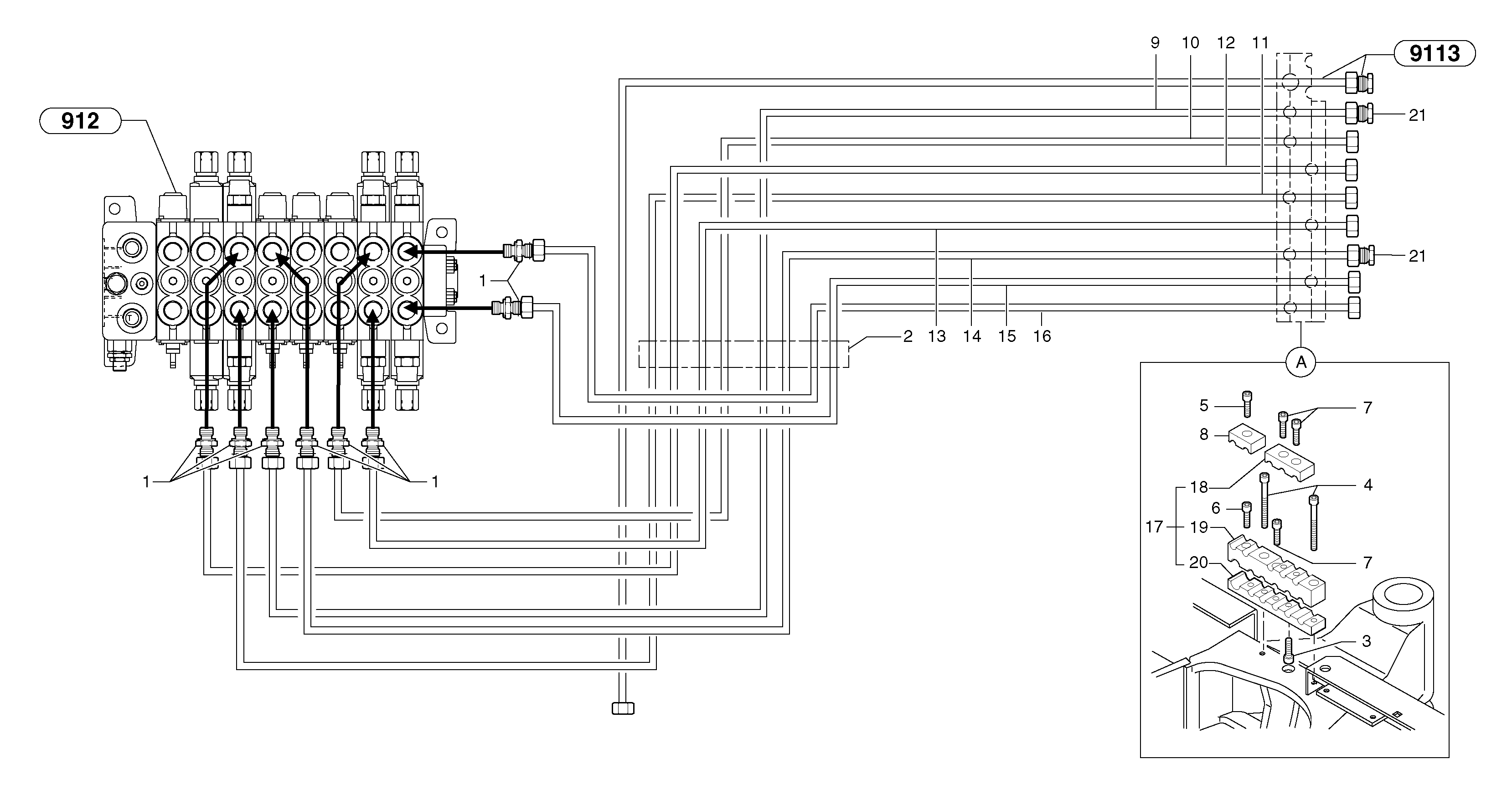 Схема запчастей Volvo EC25 TYPE 281 - 33313 Hydraulic circuit ( platform ) 