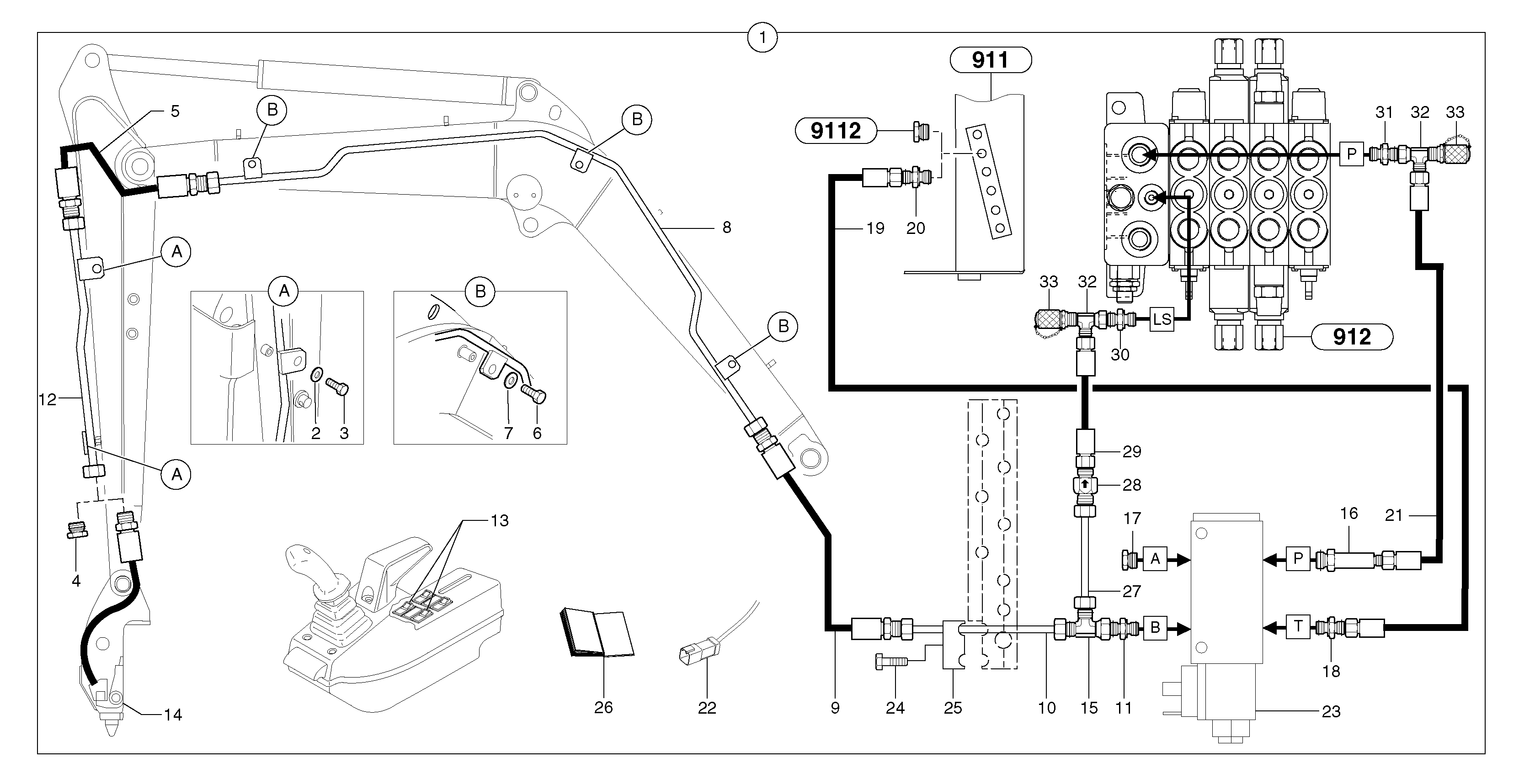 Схема запчастей Volvo EC25 TYPE 281 - 8422 Hydraulic circuit ( snap-action attachment ) 