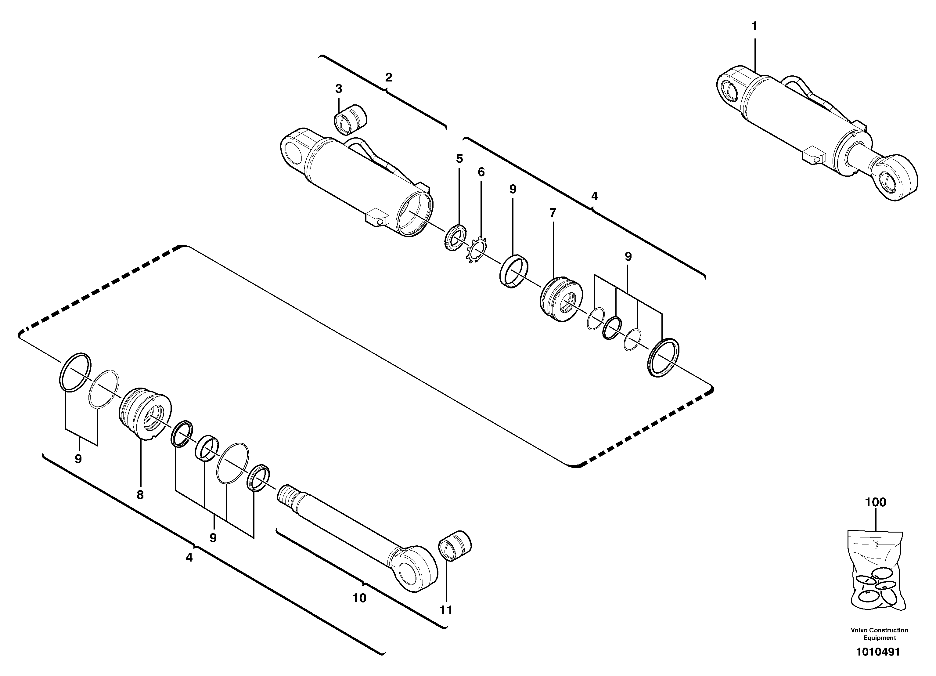 Схема запчастей Volvo EC25 TYPE 281 - 1236 Гидроцилиндр отвала 