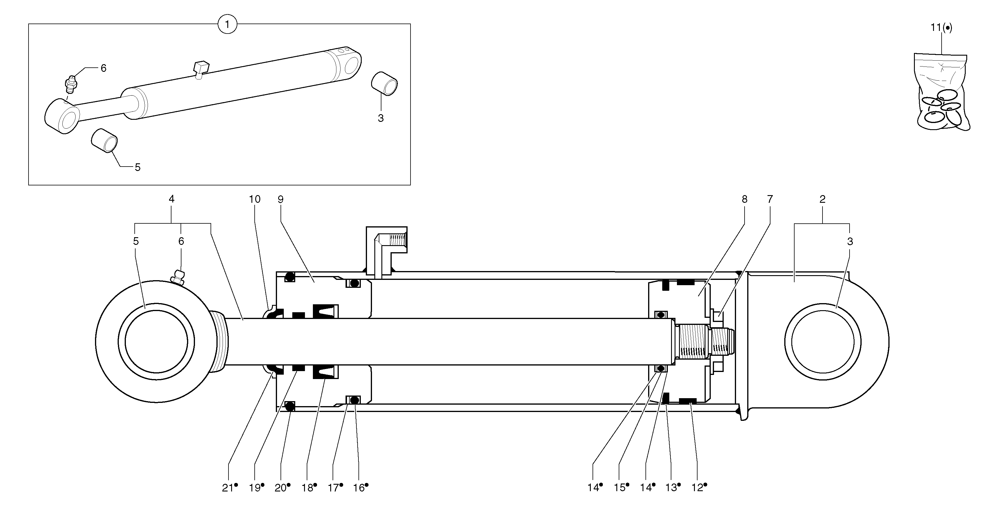 Схема запчастей Volvo EC25 TYPE 281 - 59001 Boom offset cylinder 