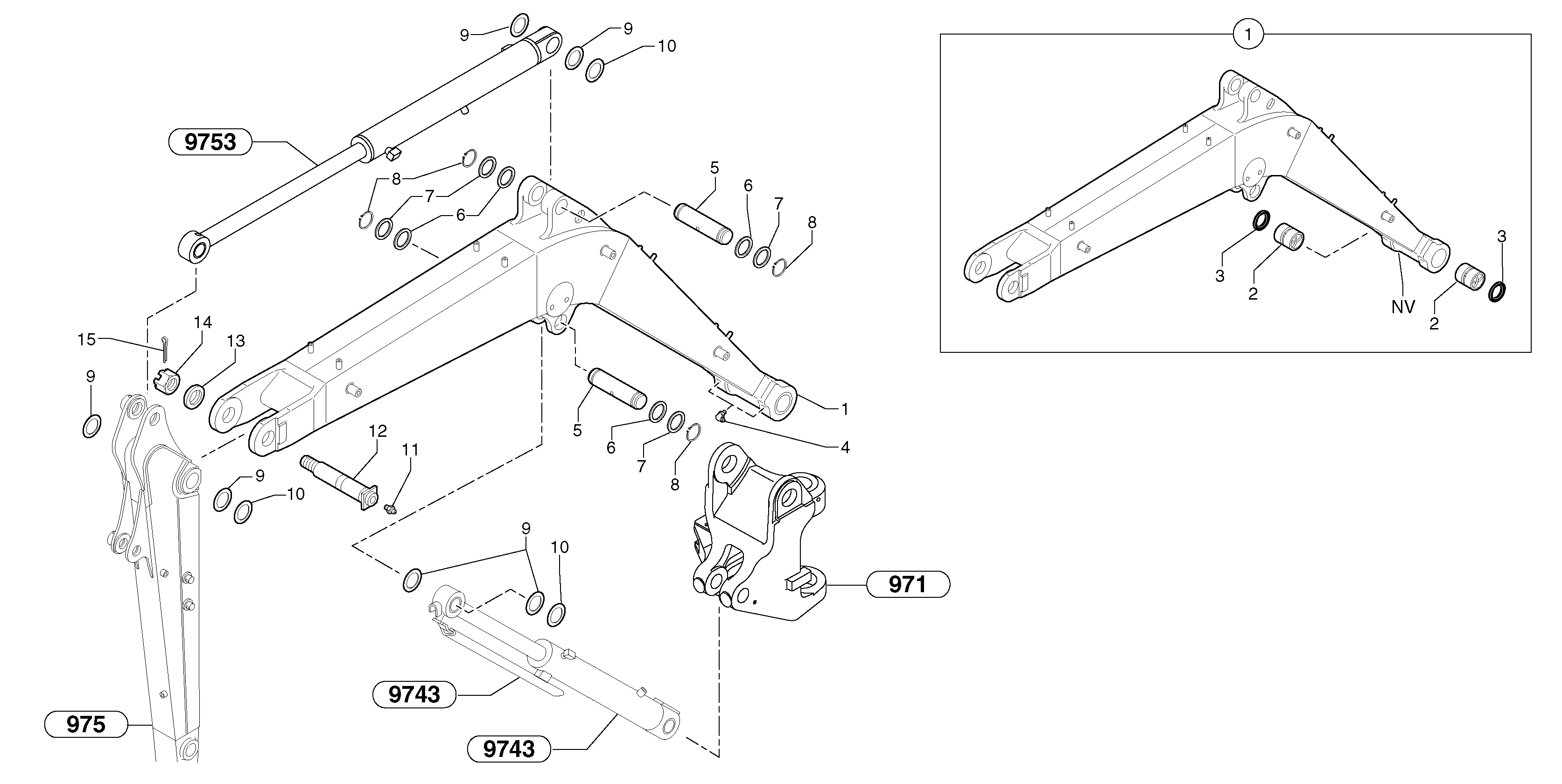 Схема запчастей Volvo EC25 TYPE 281 - 104439 Стрела 