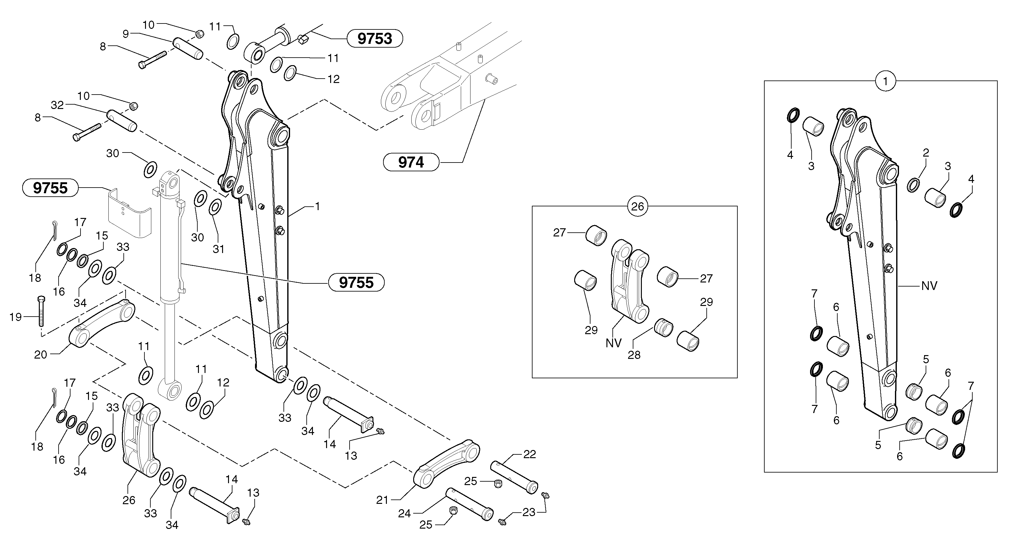 Схема запчастей Volvo EC25 TYPE 281 - 104440 Dipper arm 