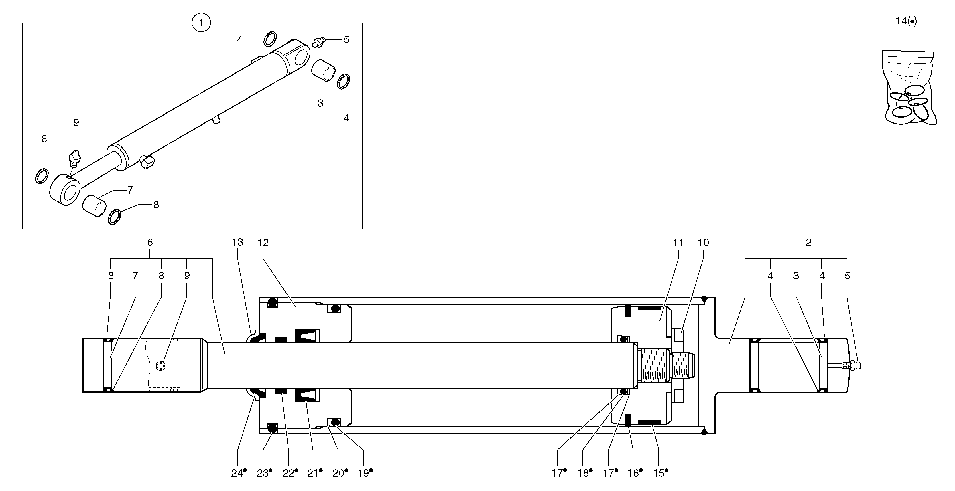 Схема запчастей Volvo EC25 TYPE 281 - 104444 Dipper arm cylinder 