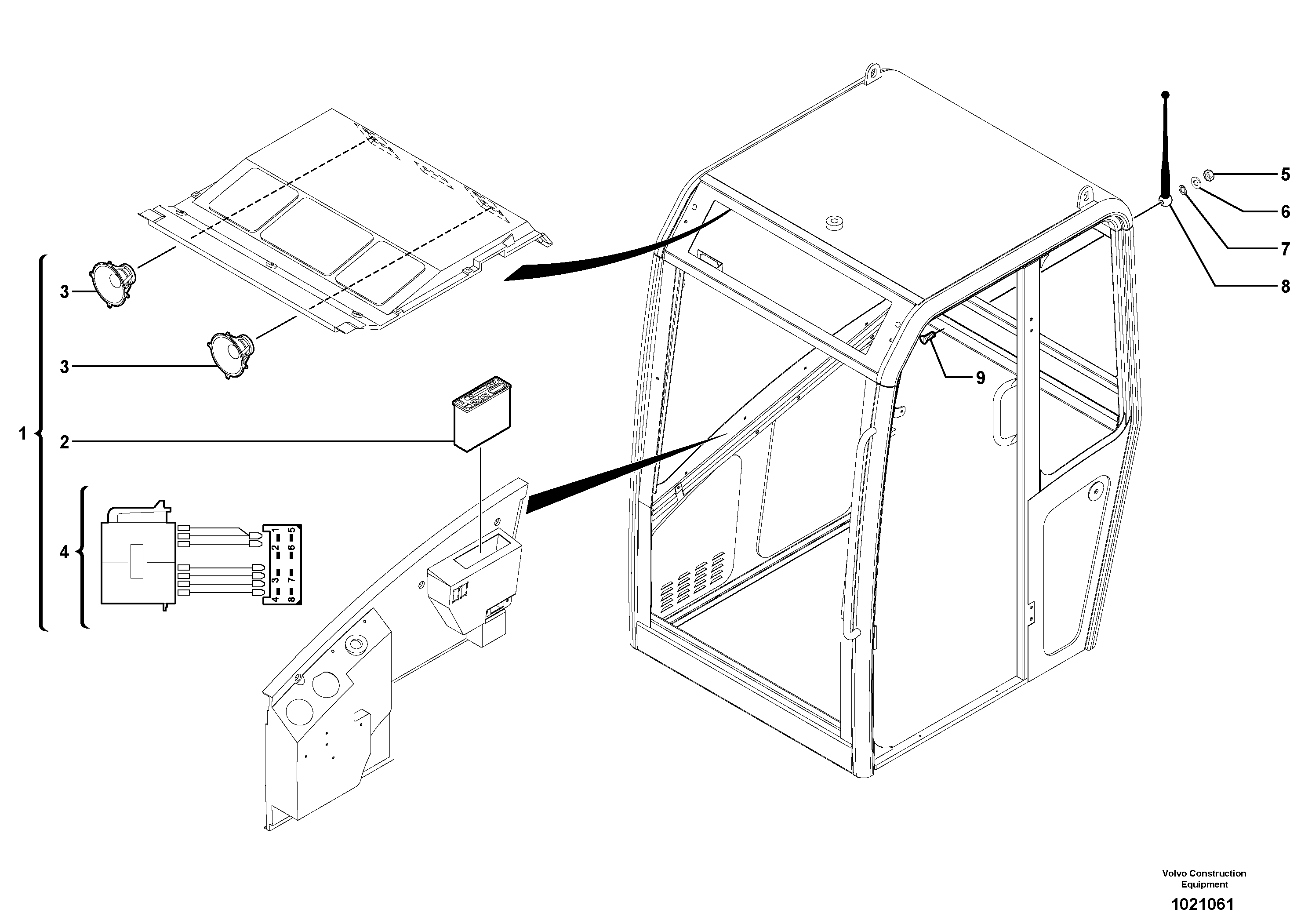 Схема запчастей Volvo EC30 TYPE 282 - 1424 Radio kit 