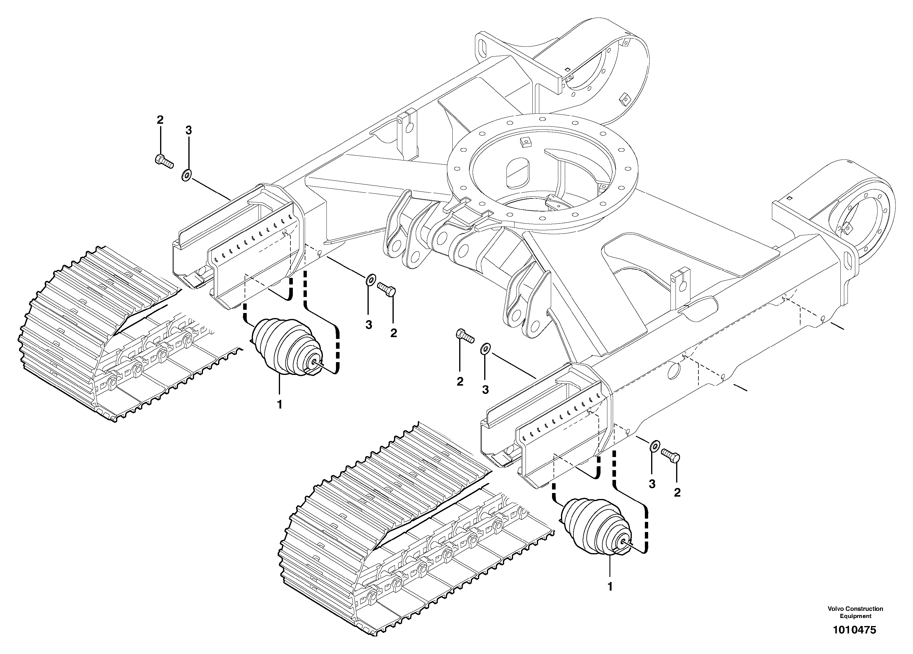 Схема запчастей Volvo EC30 TYPE 282 - 1456 Lower roller ( steel tracks ) 