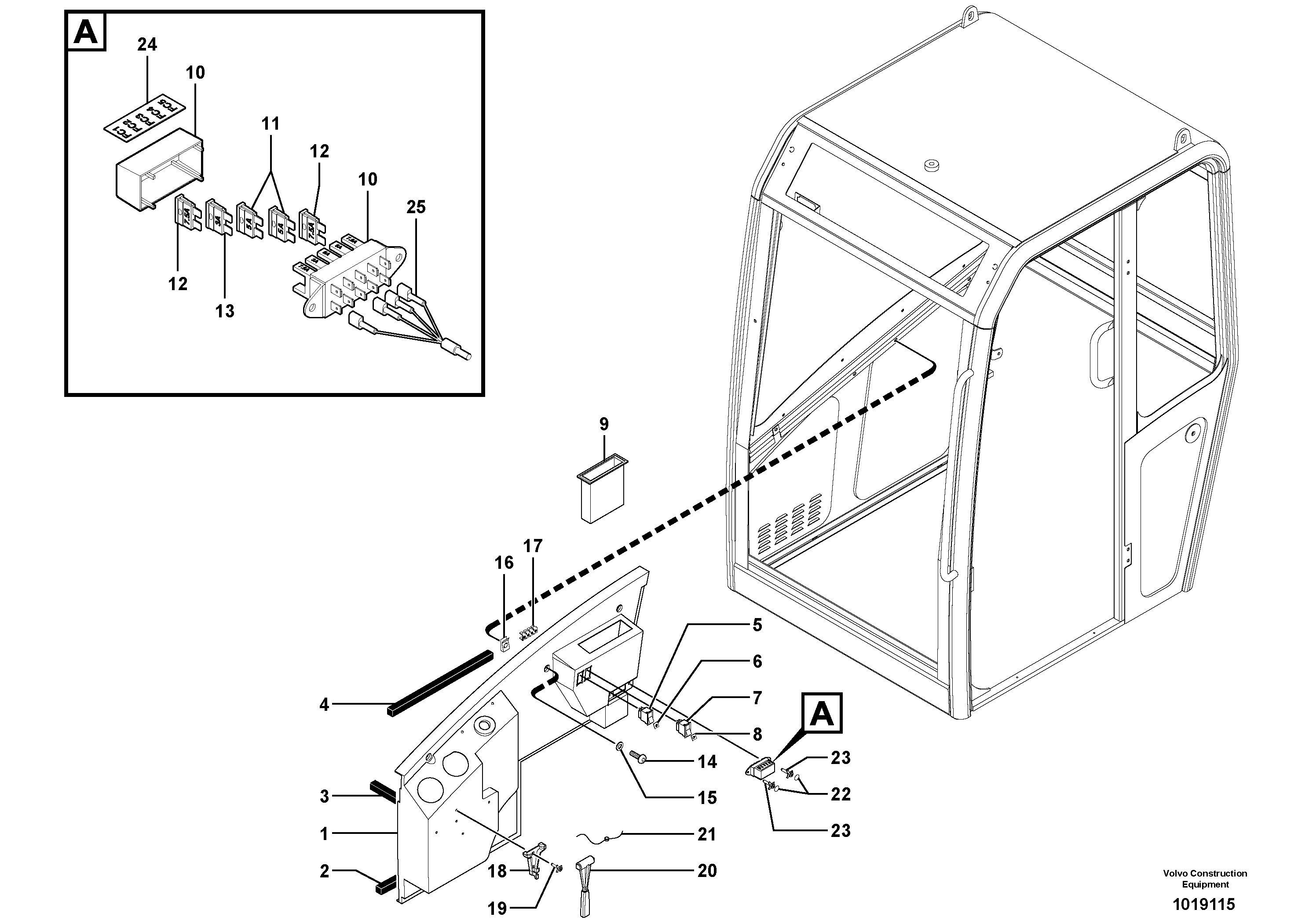 Схема запчастей Volvo EC30 TYPE 282 - 2604 Cab : console 