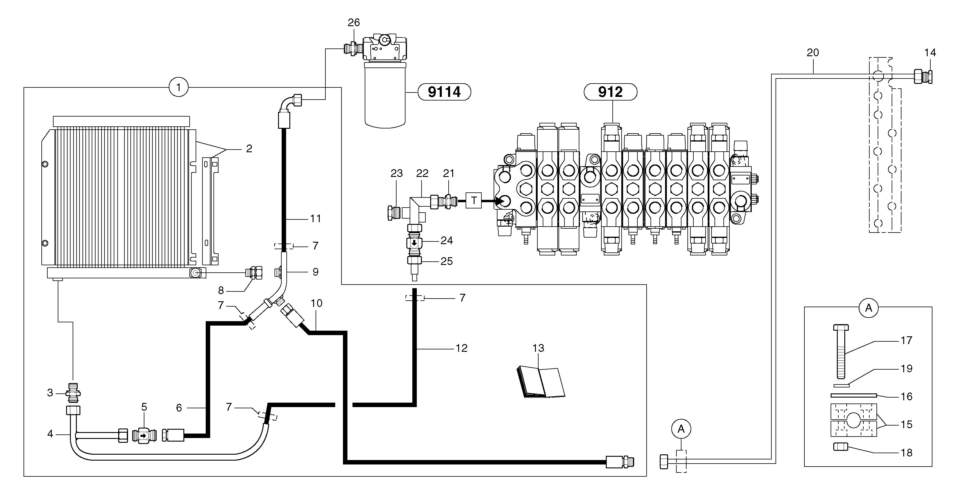 Схема запчастей Volvo EC30 TYPE 282 - 92245 Hydr. circuit. ( Oil cooler ) 