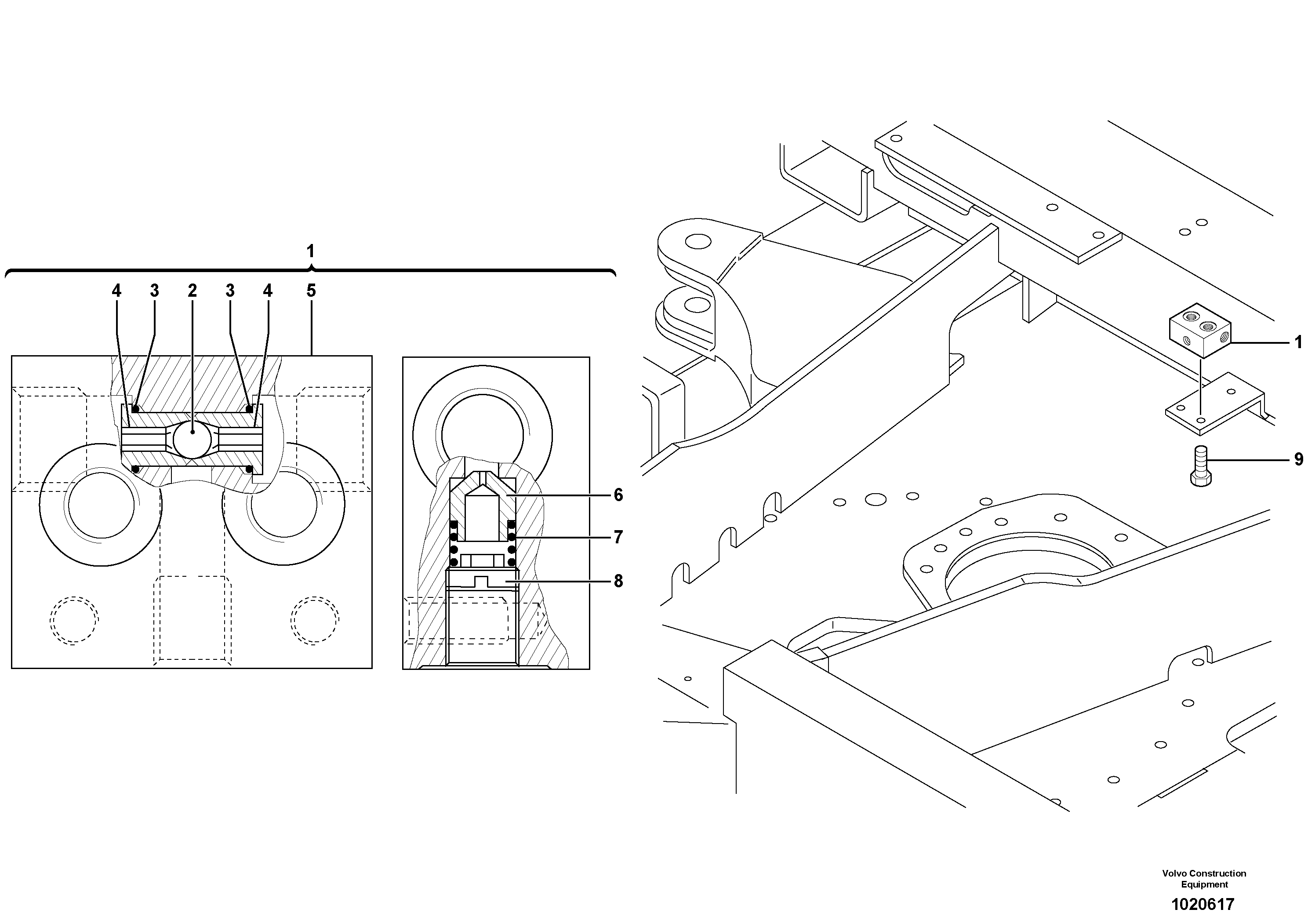 Схема запчастей Volvo EC30 TYPE 282 - 1838 Slewing block 