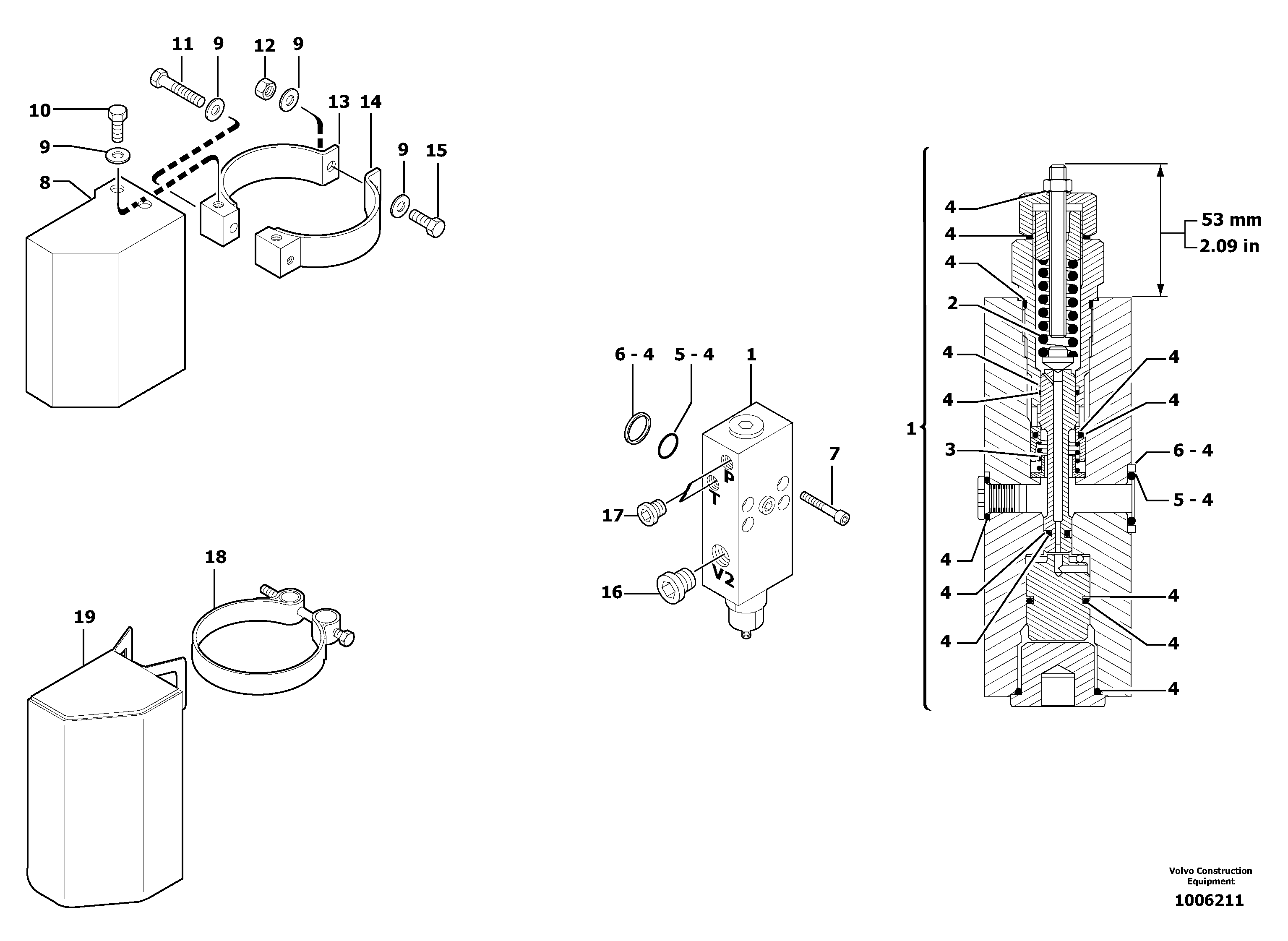 Схема запчастей Volvo EC30 TYPE 282 - 1860 Safety valve ( boom cylinder ) 