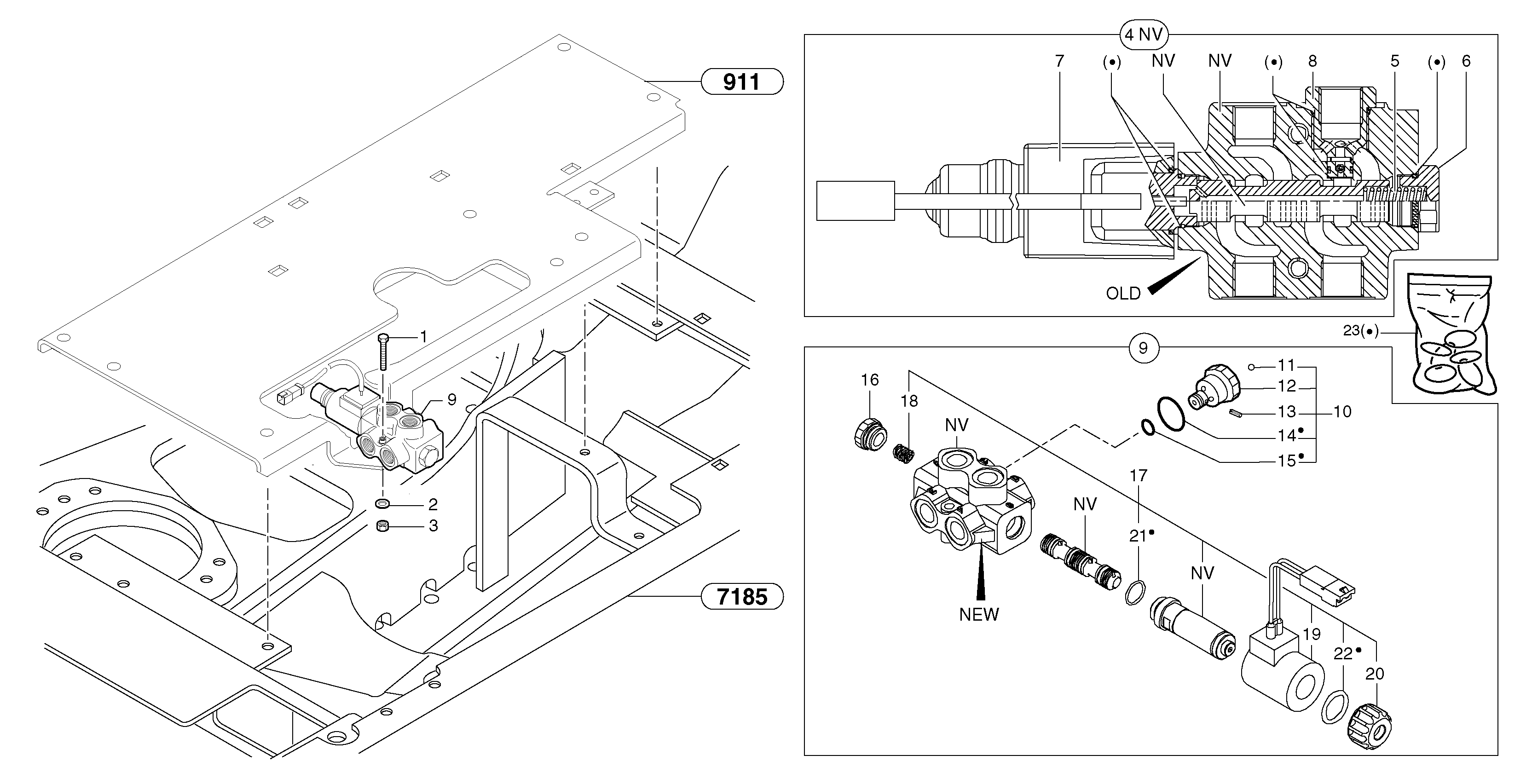 Схема запчастей Volvo EC30 TYPE 282 - 54434 Slewing-offset selector switch 