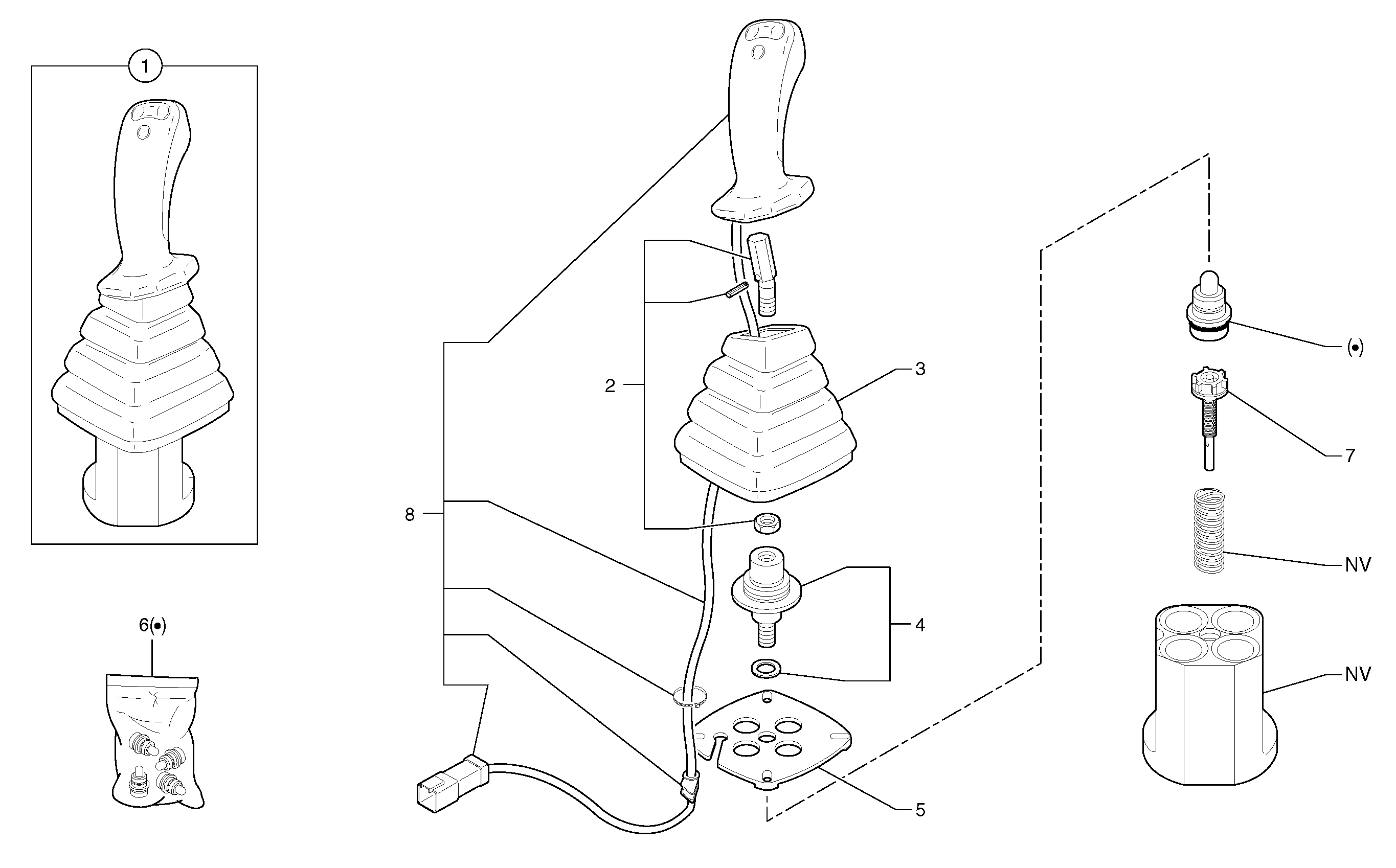 Схема запчастей Volvo EC30 TYPE 282 - 1893 Control lever : dipper arm / slewing ( left ) 