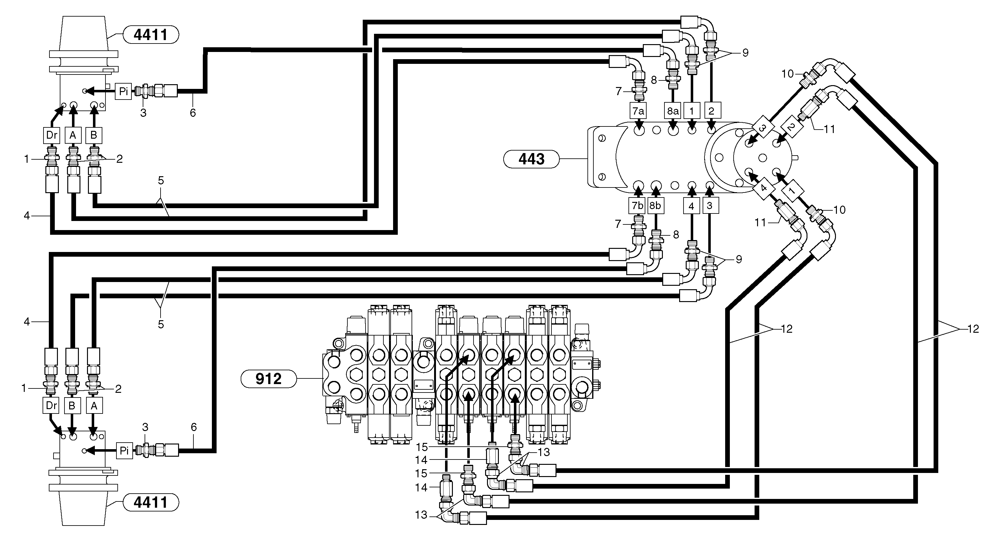 Схема запчастей Volvo EC30 TYPE 282 - 33323 Hydr. circuit. ( travelling ) 