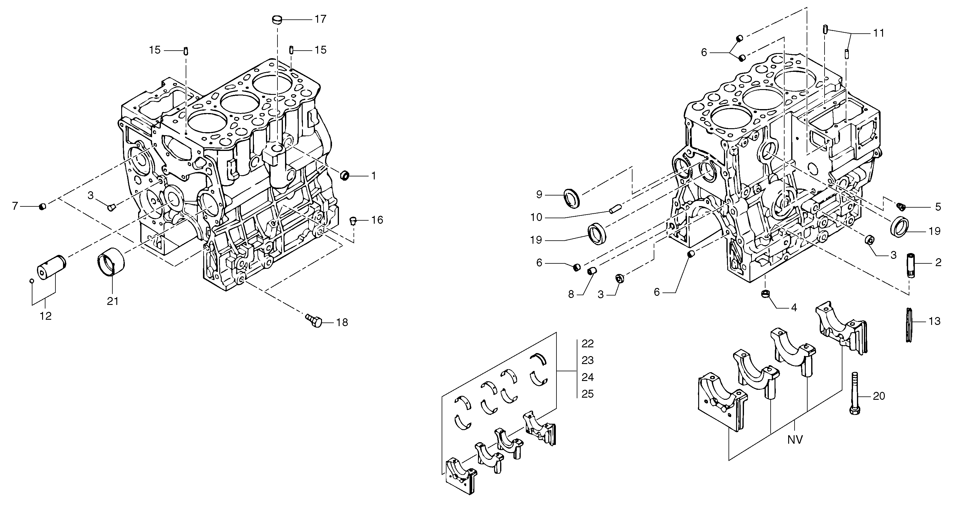 Схема запчастей Volvo EC30 TYPE 282 - 2817 Блок цилиндров 