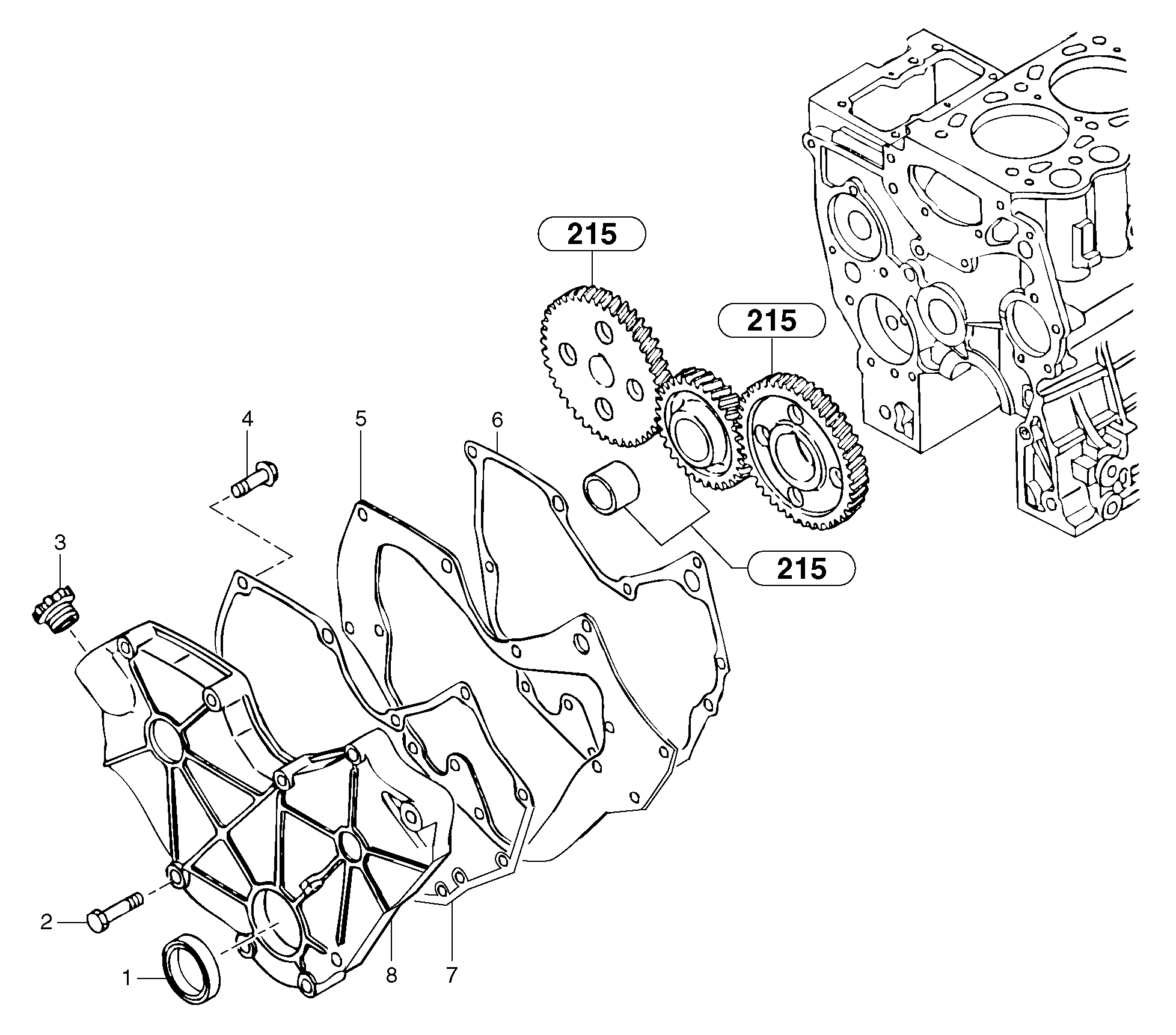 Схема запчастей Volvo EC30 TYPE 282 - 1273 Timing gear casing 