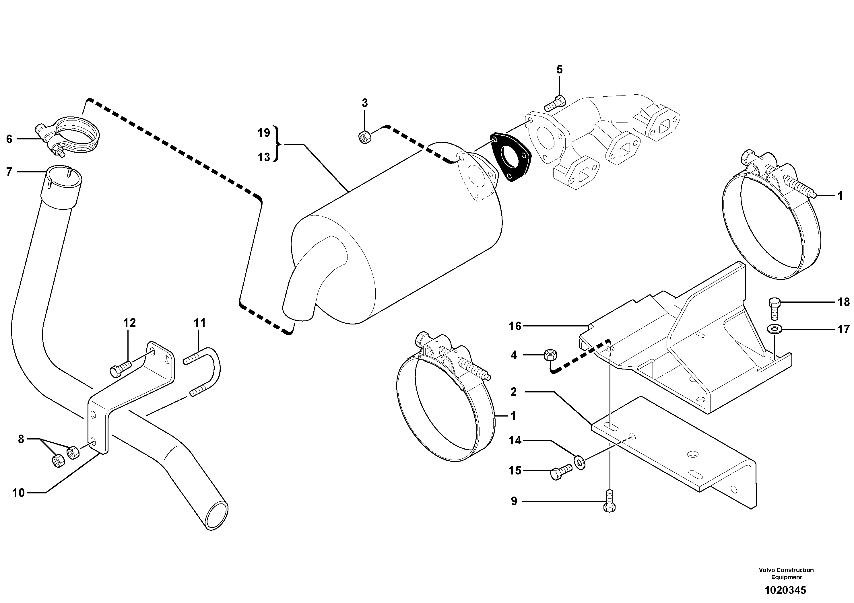 Схема запчастей Volvo EC30 TYPE 282 - 105113 Muffler 