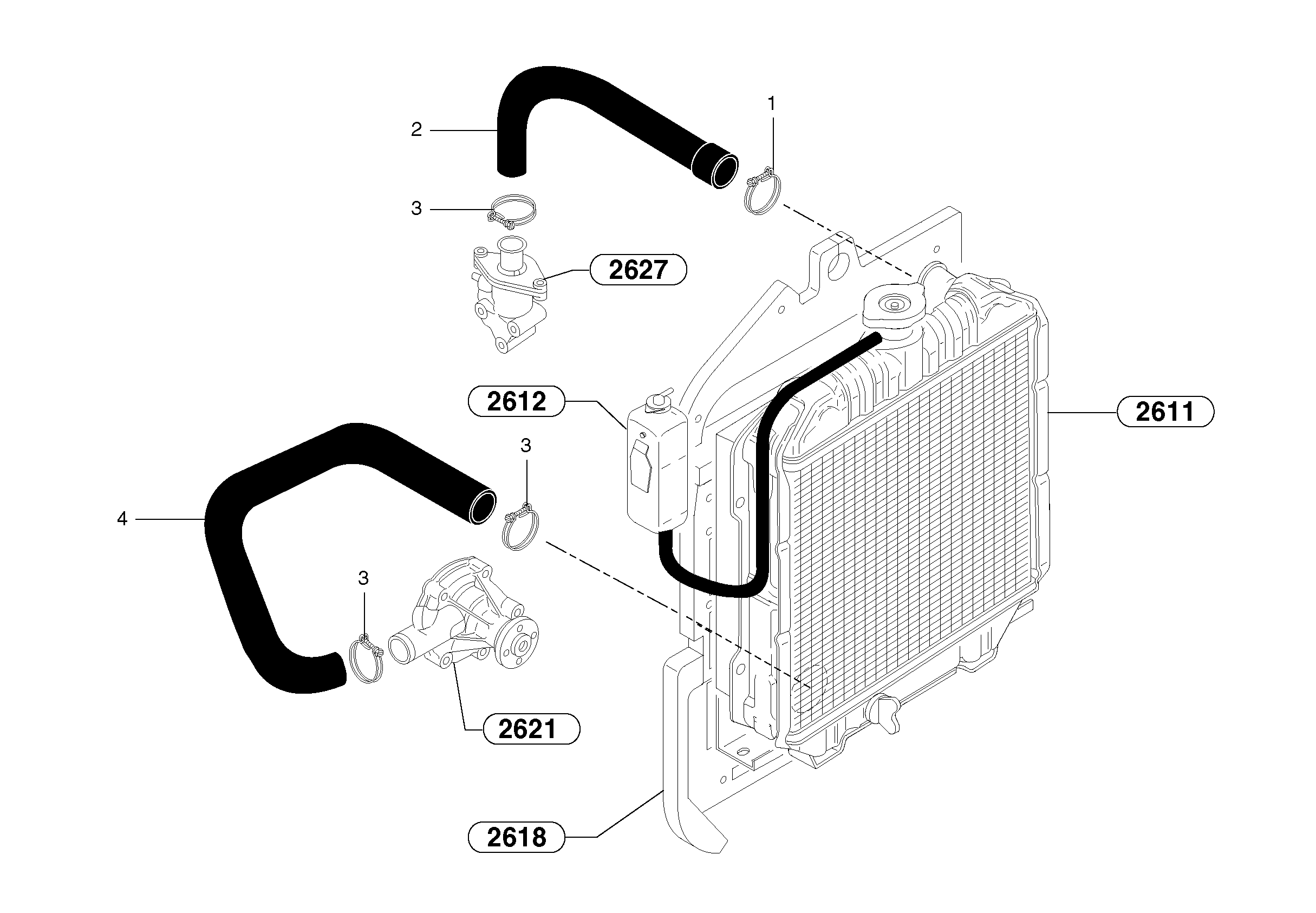 Схема запчастей Volvo EC35 TYPE 283 - 2169 Cooling circuit 