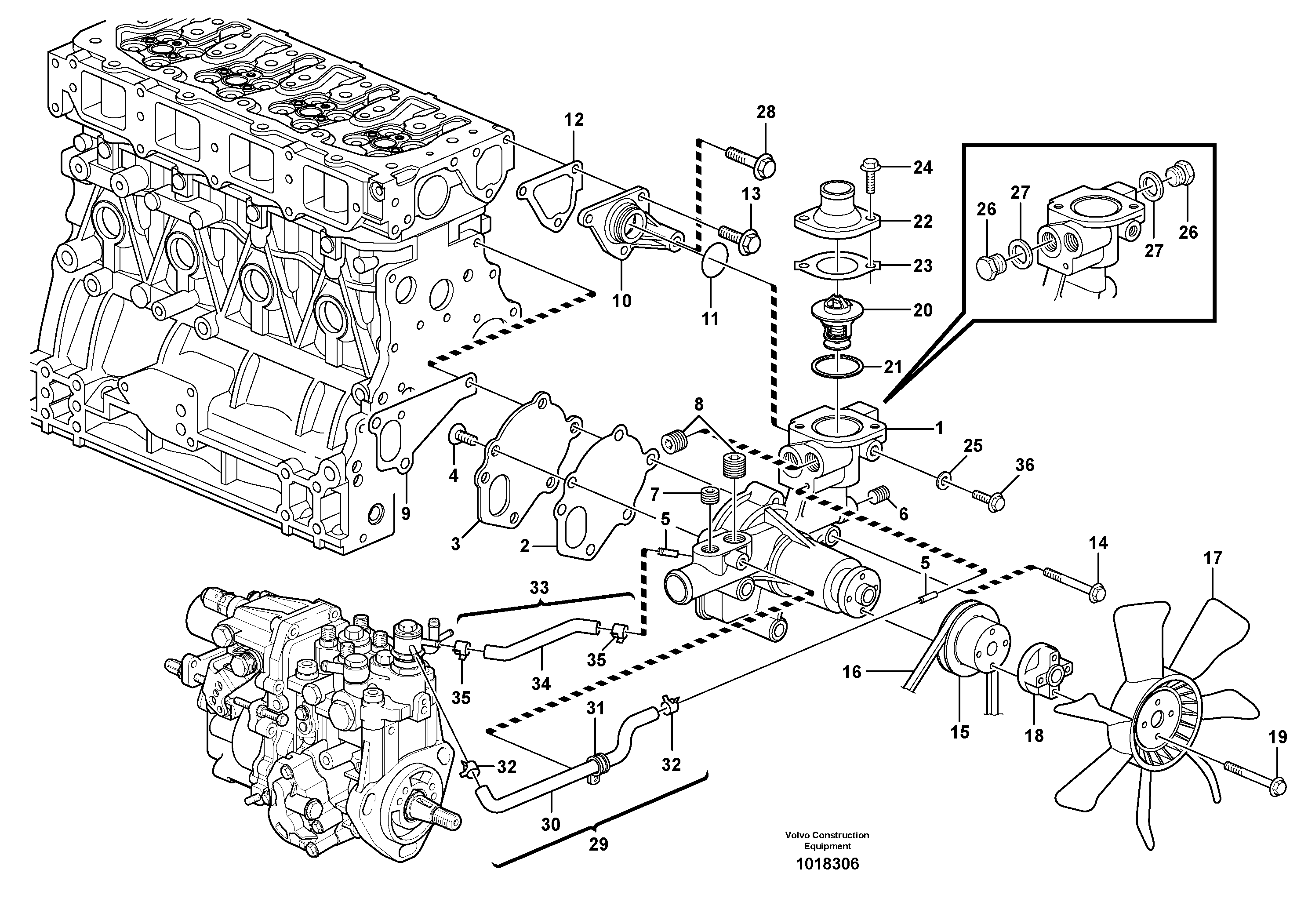 Схема запчастей Volvo EC35 TYPE 283 - 2172 Водяной насос 