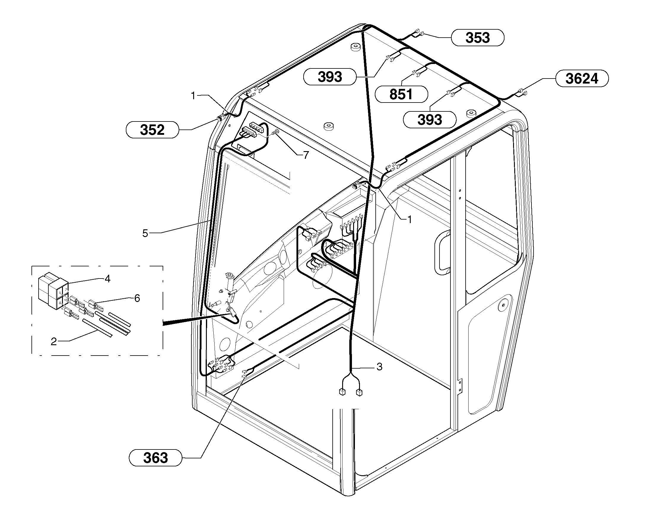 Схема запчастей Volvo EC35 TYPE 283 - 2944 Electrical system / cab 