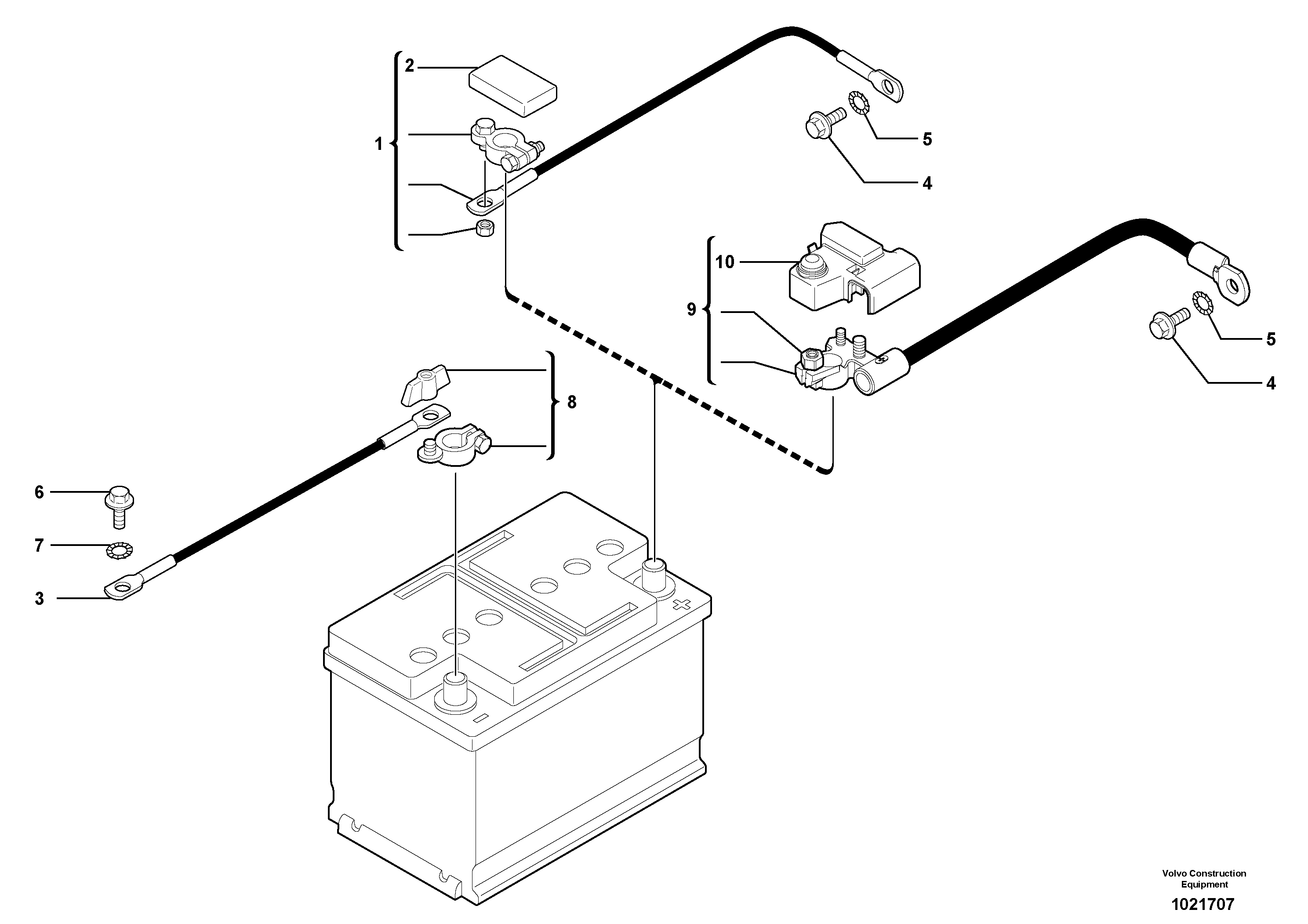 Схема запчастей Volvo EC35 TYPE 283 - 2960 Cables, battery 