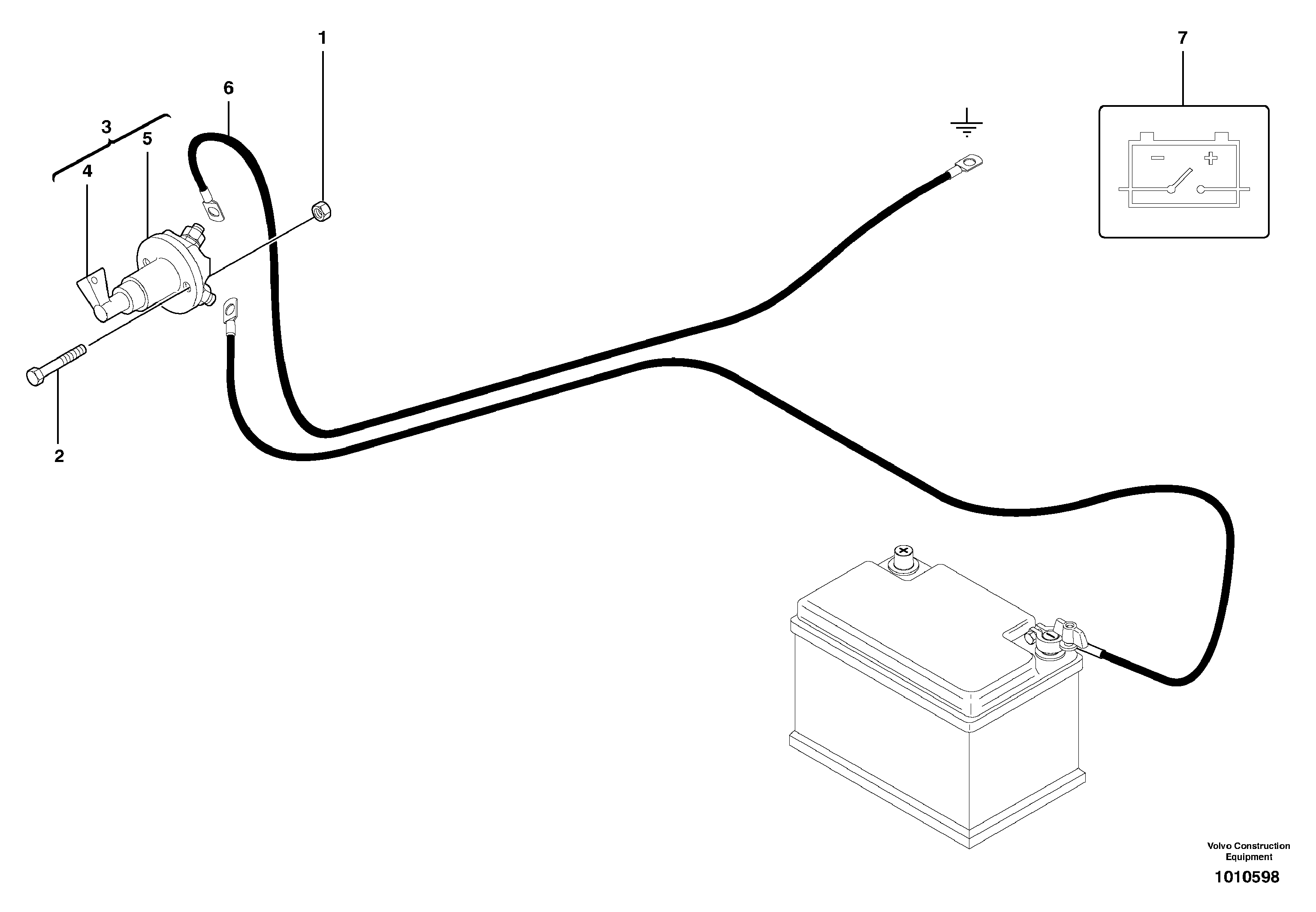 Схема запчастей Volvo EC35 TYPE 283 - 2963 Battery cut-out 