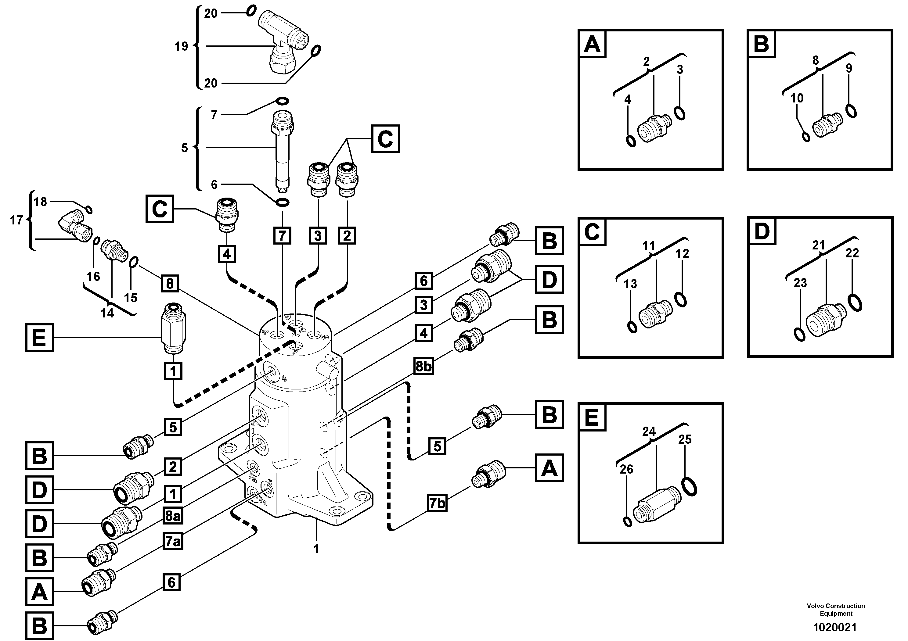 Схема запчастей Volvo EC35 TYPE 283 - 38692 Swivel joint equipment 