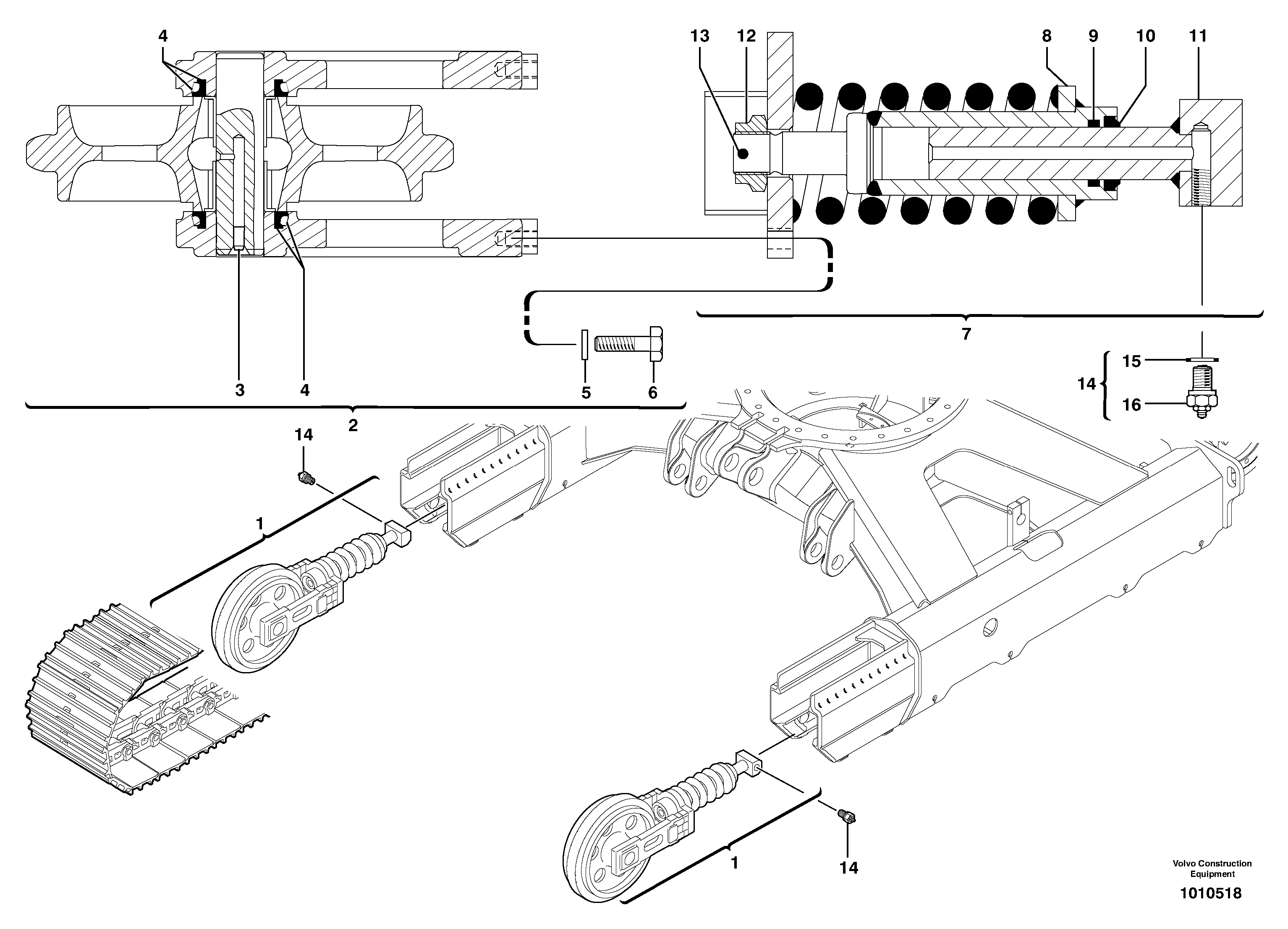 Схема запчастей Volvo EC35 TYPE 283 - 2978 Track tensioning ( steel tracks ) 