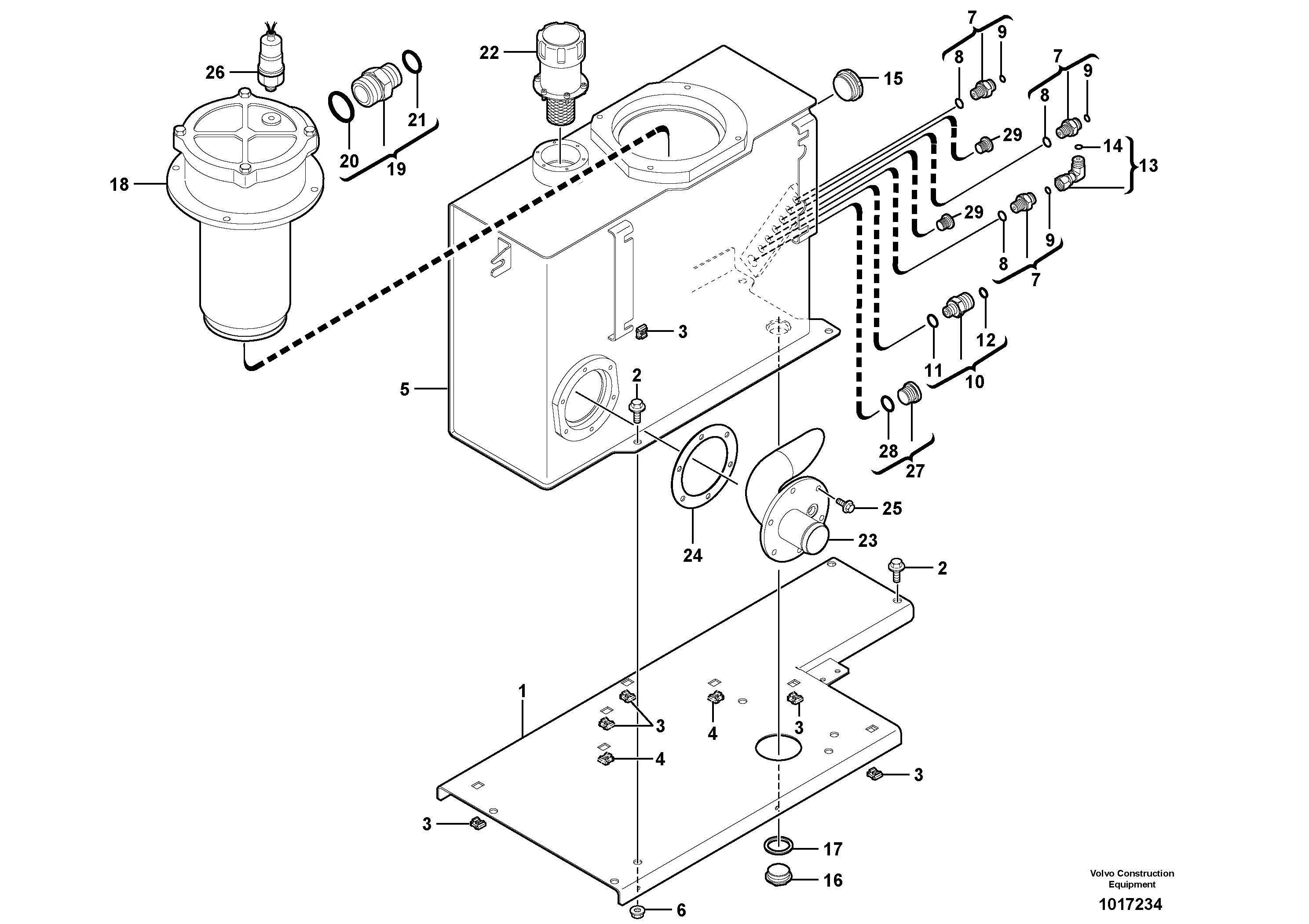 Схема запчастей Volvo EC35 TYPE 283 - 2591 Гидробак 