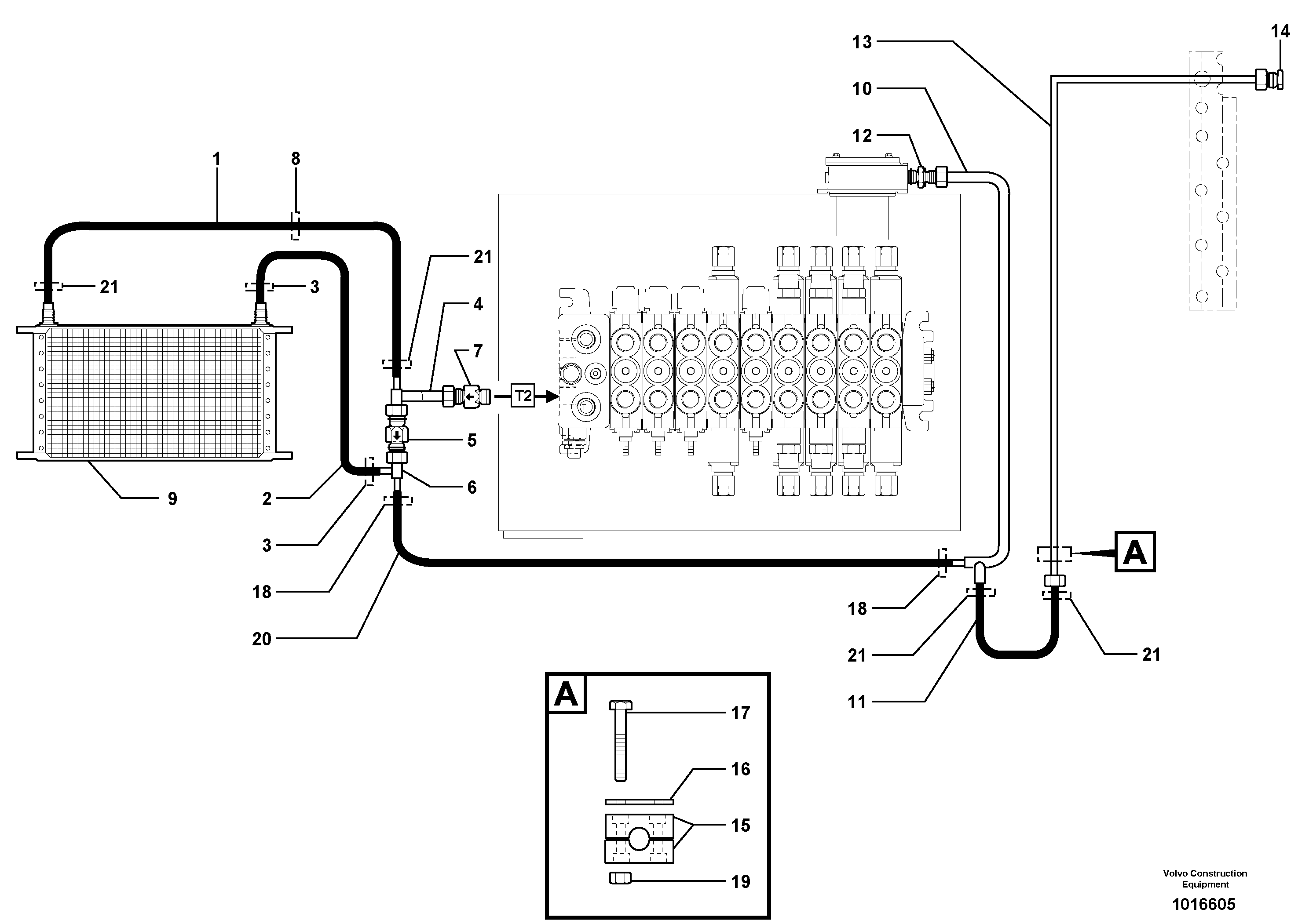 Схема запчастей Volvo EC35 TYPE 283 - 84678 Hydr. circuit. ( Oil cooler ) 