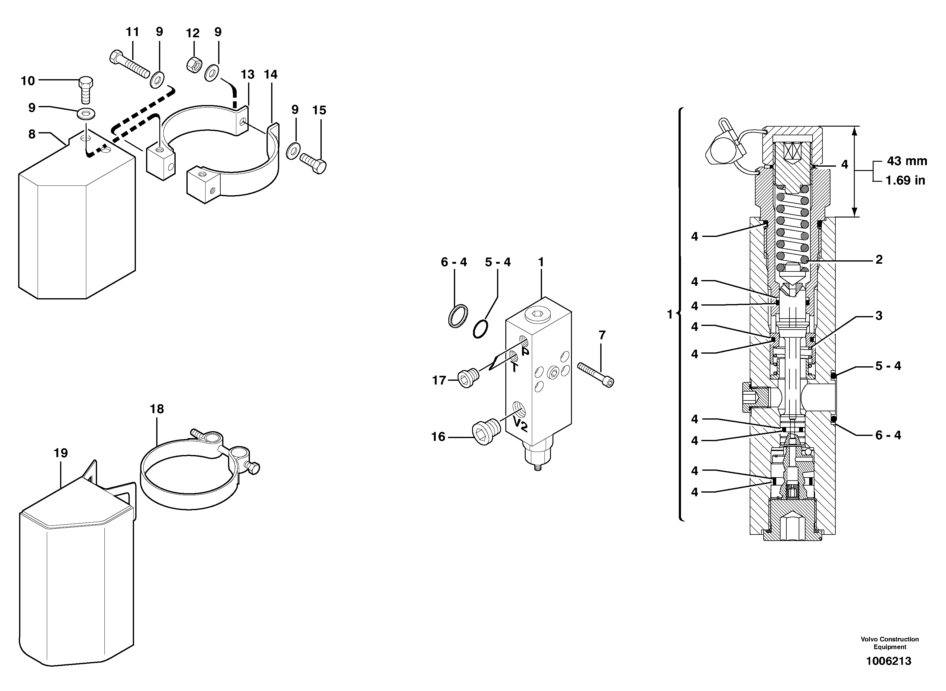 Схема запчастей Volvo EC35 TYPE 283 - 1815 Safety valve ( boom cylinder ) 