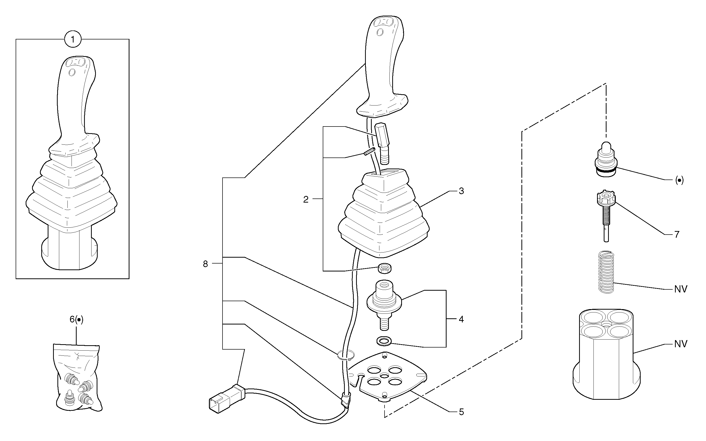 Схема запчастей Volvo EC35 TYPE 283 - 2857 Control lever : dipper arm / slewing ( left ) 