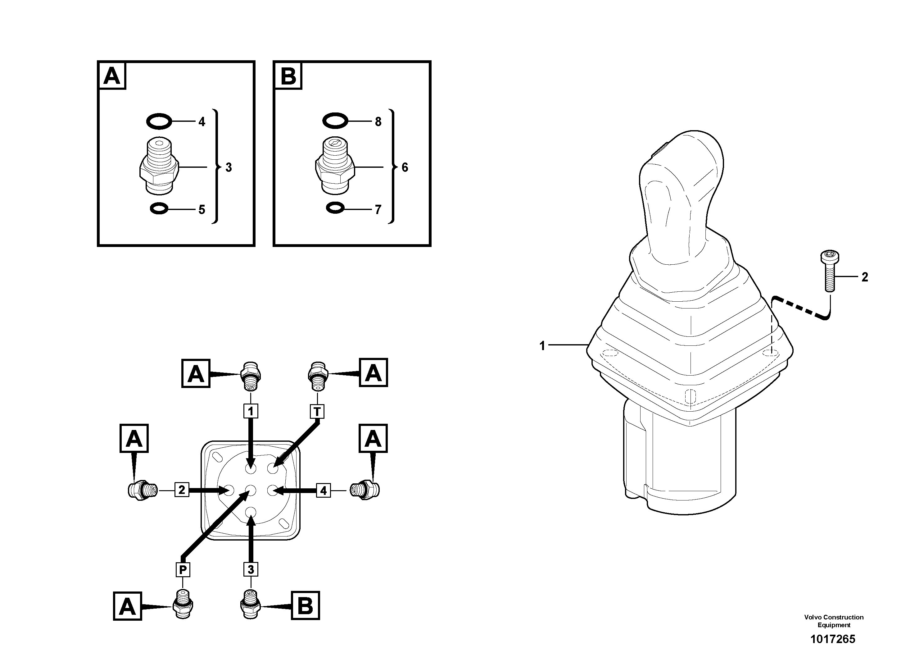 Схема запчастей Volvo EC35 TYPE 283 - 60042 Control stick installation 