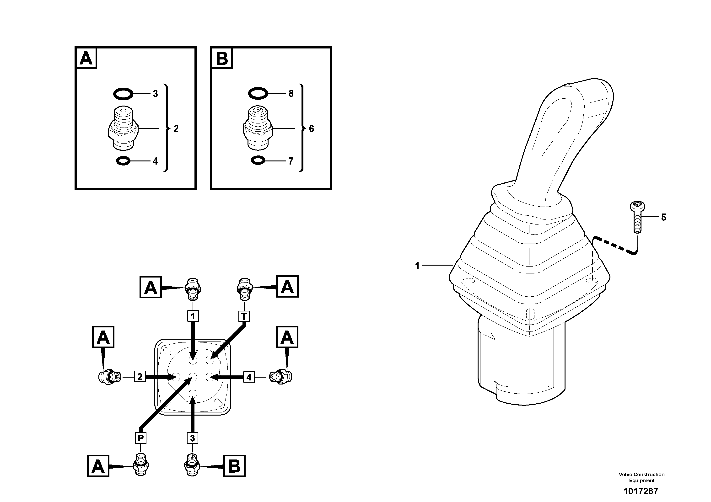 Схема запчастей Volvo EC35 TYPE 283 - 60043 Control stick installation 