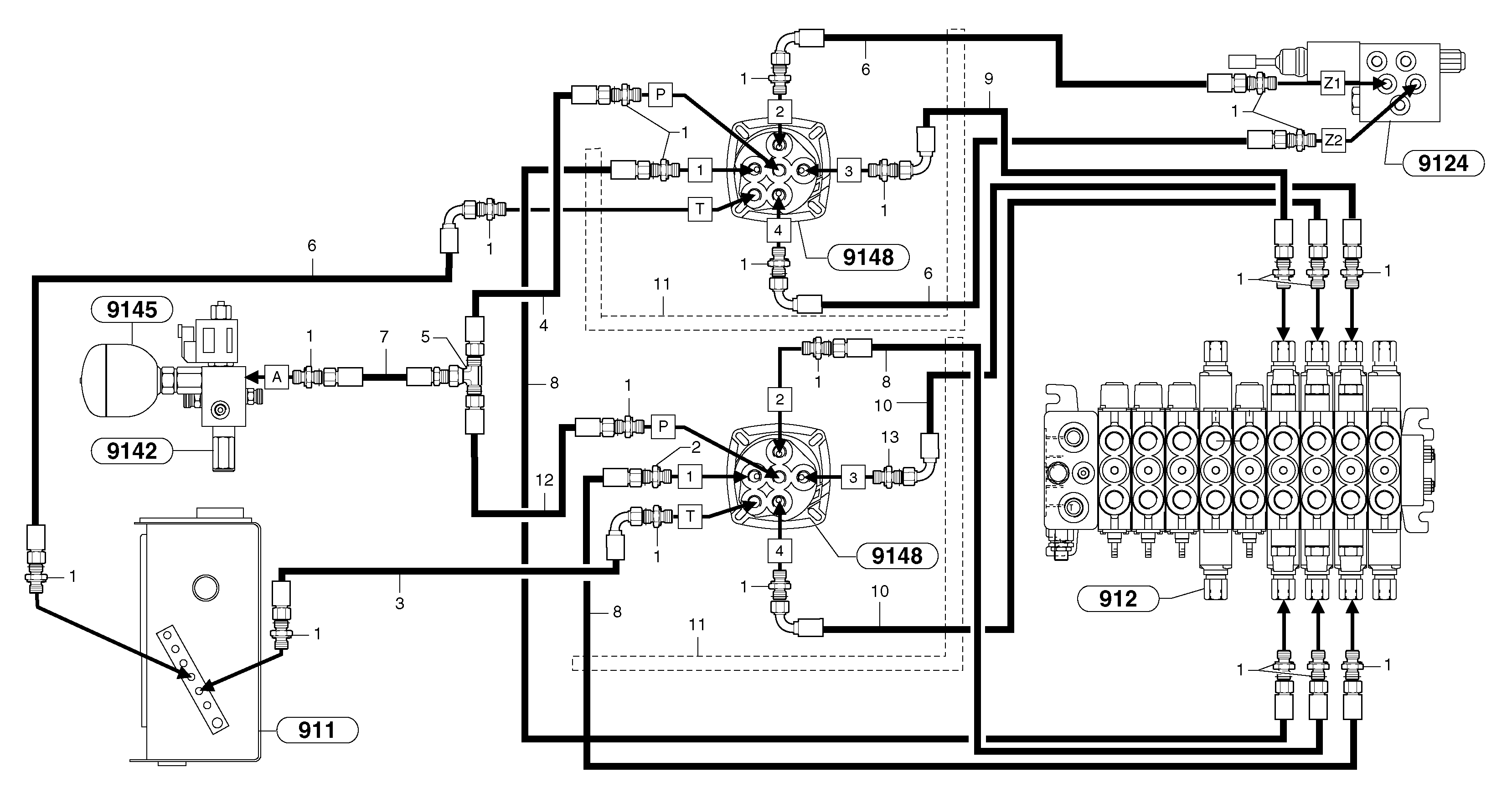 Схема запчастей Volvo EC35 TYPE 283 - 96037 Hydraulic circuit ( low pressure ) 