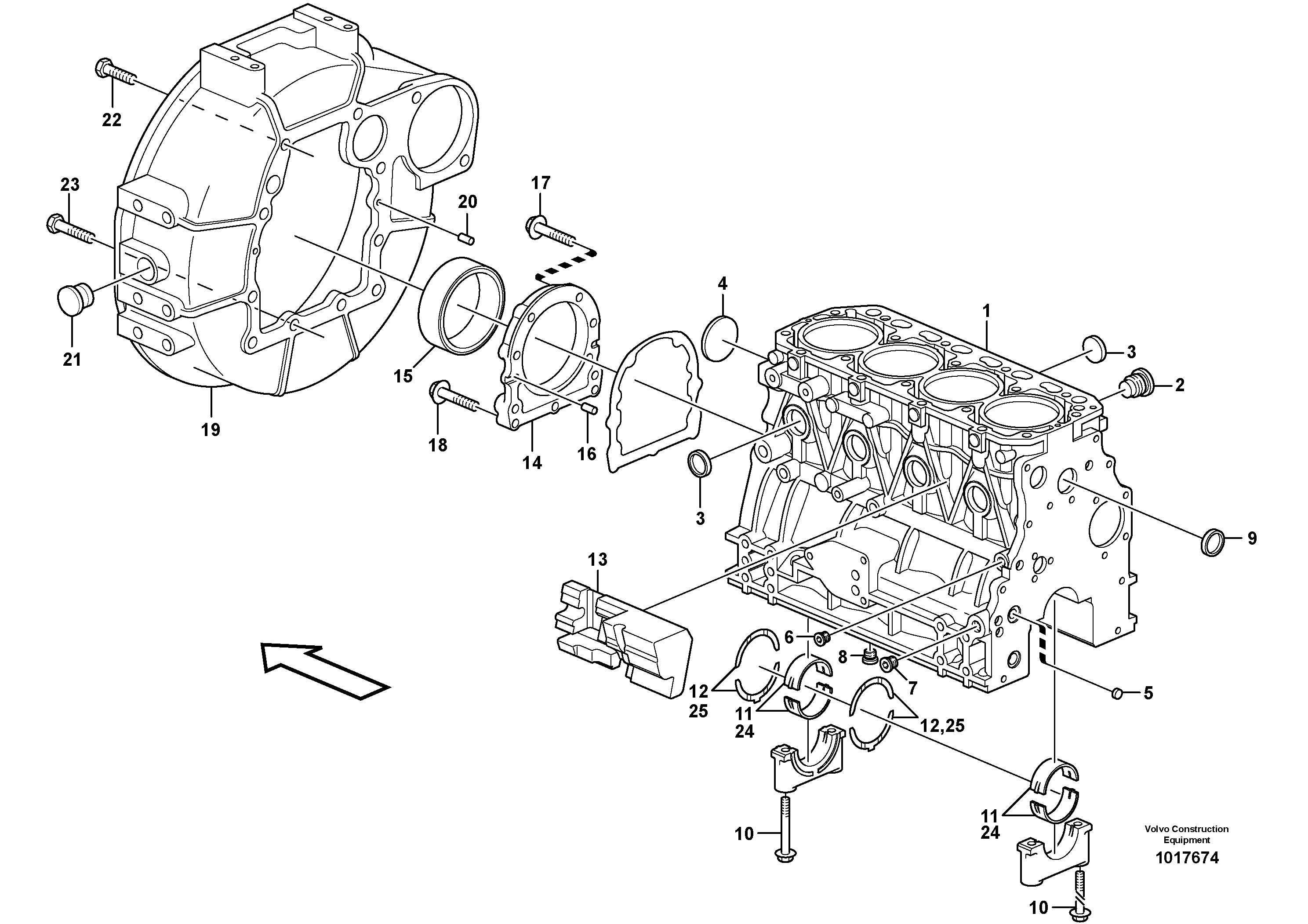 Схема запчастей Volvo EC35 TYPE 283 - 36 Блок цилиндров 